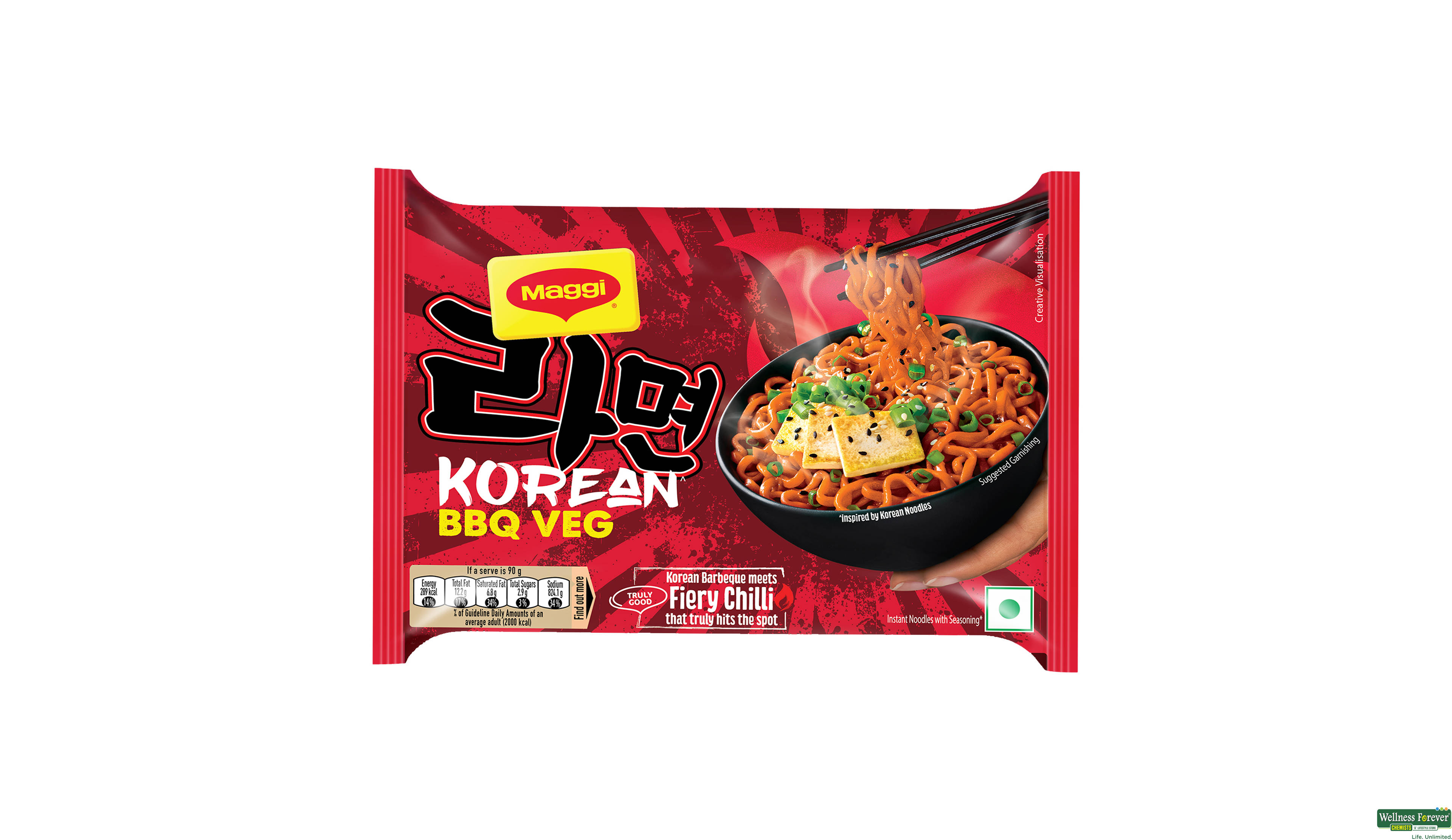 MAGGI KOREAN BBQ VEG NOODLES 90 GM- 1, 90GM, null