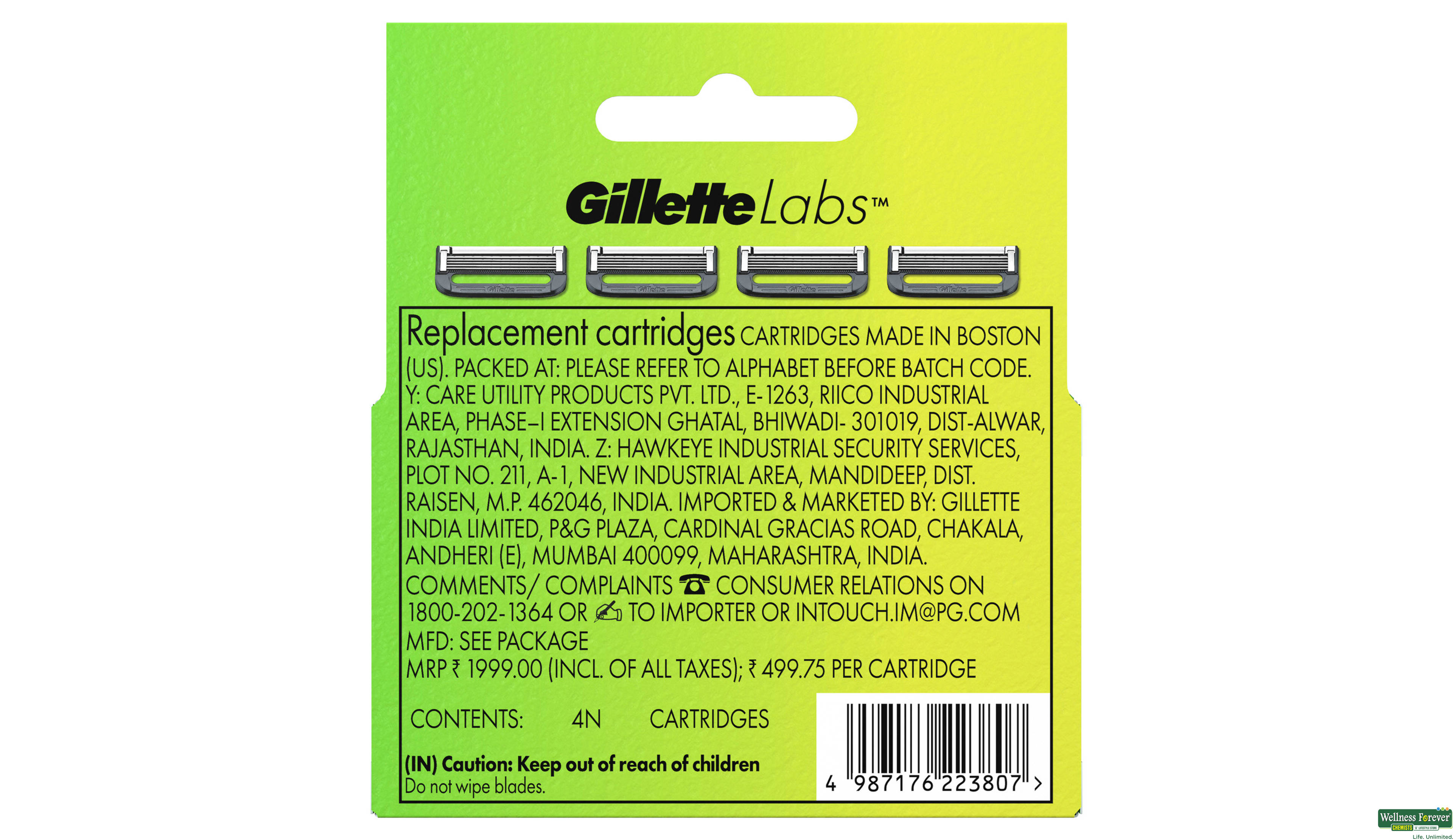 GILLETTE LABS SH/BLADE 4PC- 2, 4PC, null