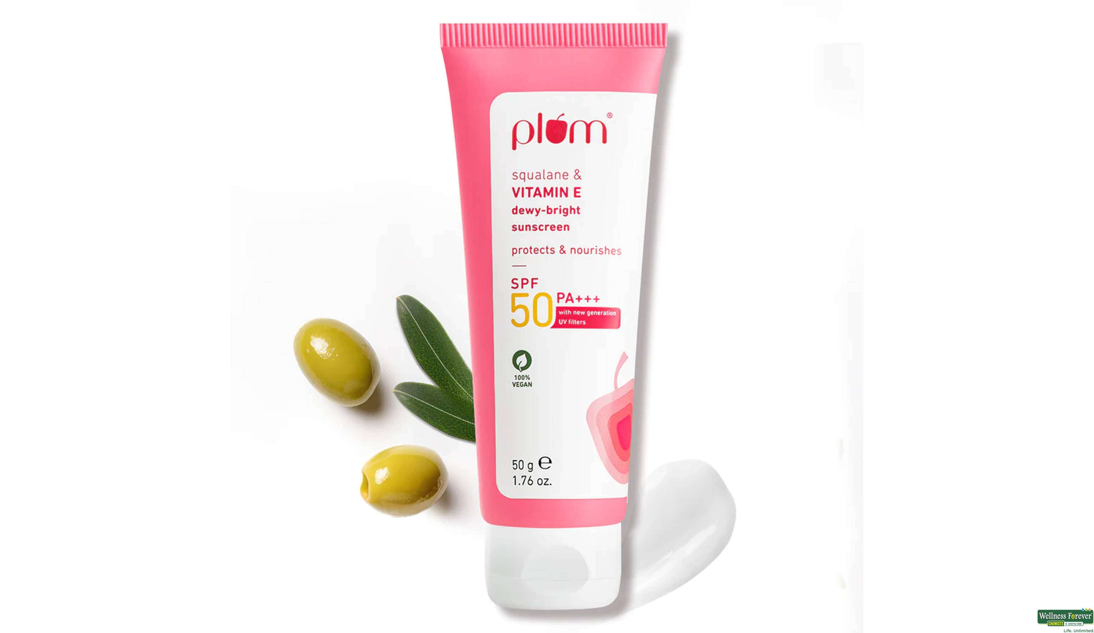 PLUM SQUA & VITE SUNSCREEN SPF50 PA+++ 50GM- 1, 50GM, null
