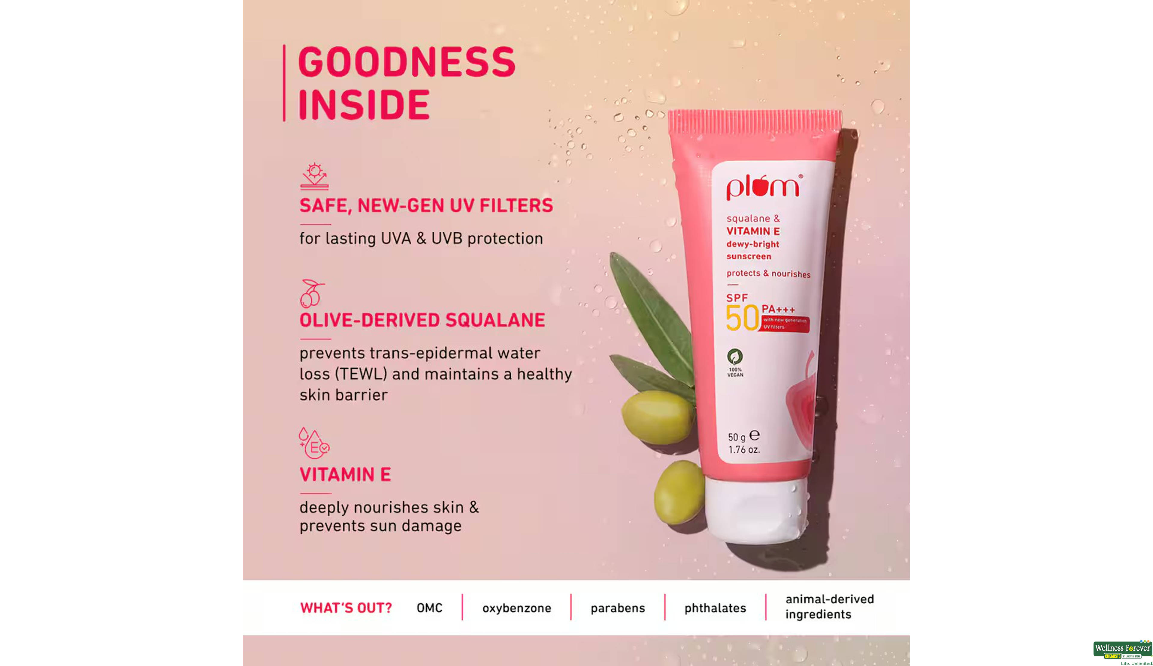 PLUM SQUA & VITE SUNSCREEN SPF50 PA+++ 50GM- 2, 50GM, null