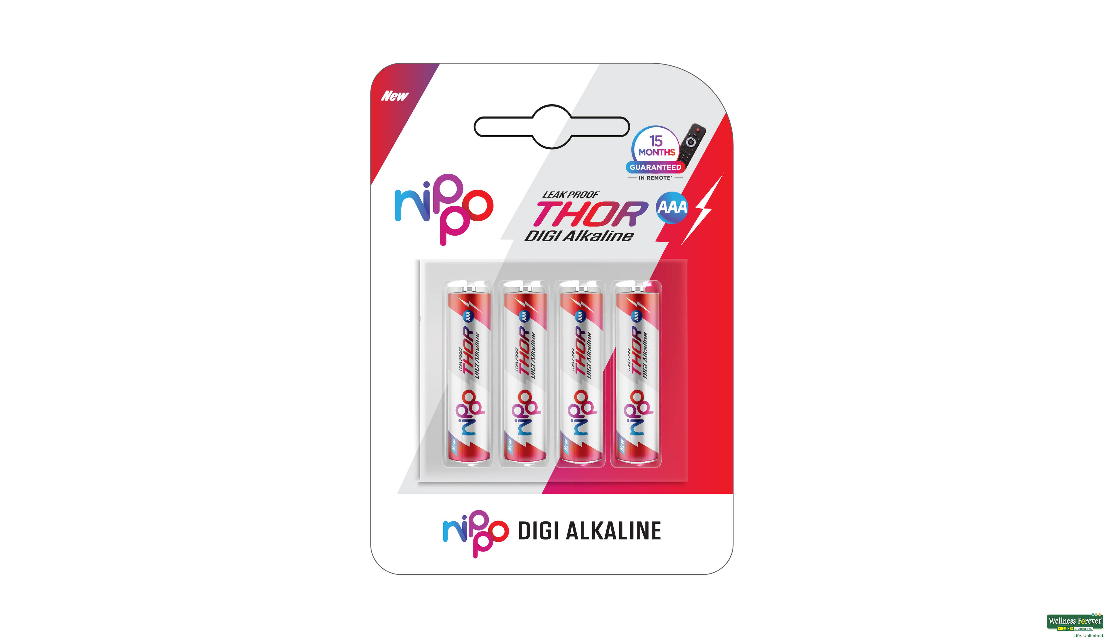 NIPPO AAA ALKALINE BATTERY THOR 4PC- 1, 4PC, null