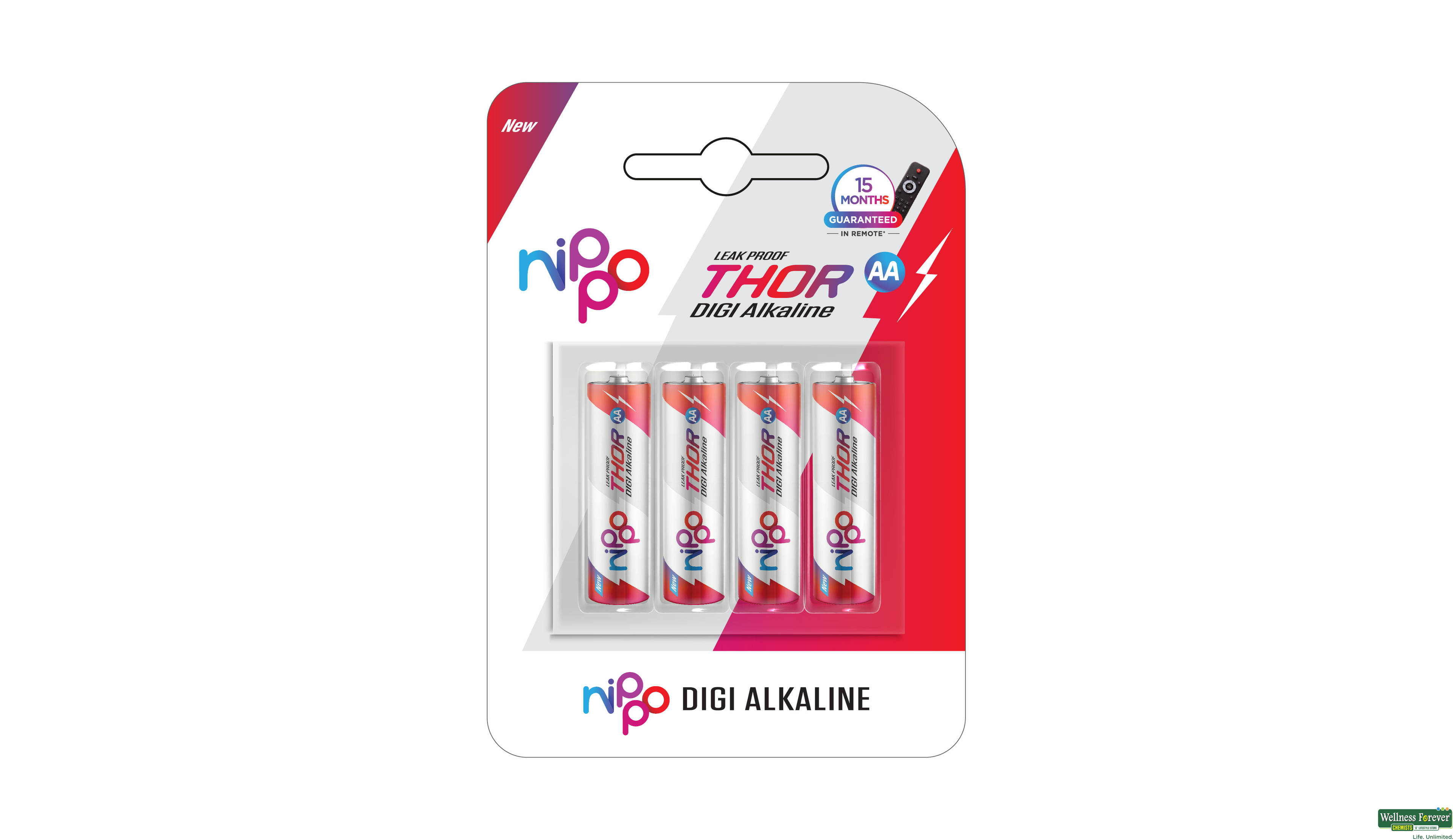 NIPPO AA ALKALINE BATTERY THOR 4PC- 1, 4PC, null