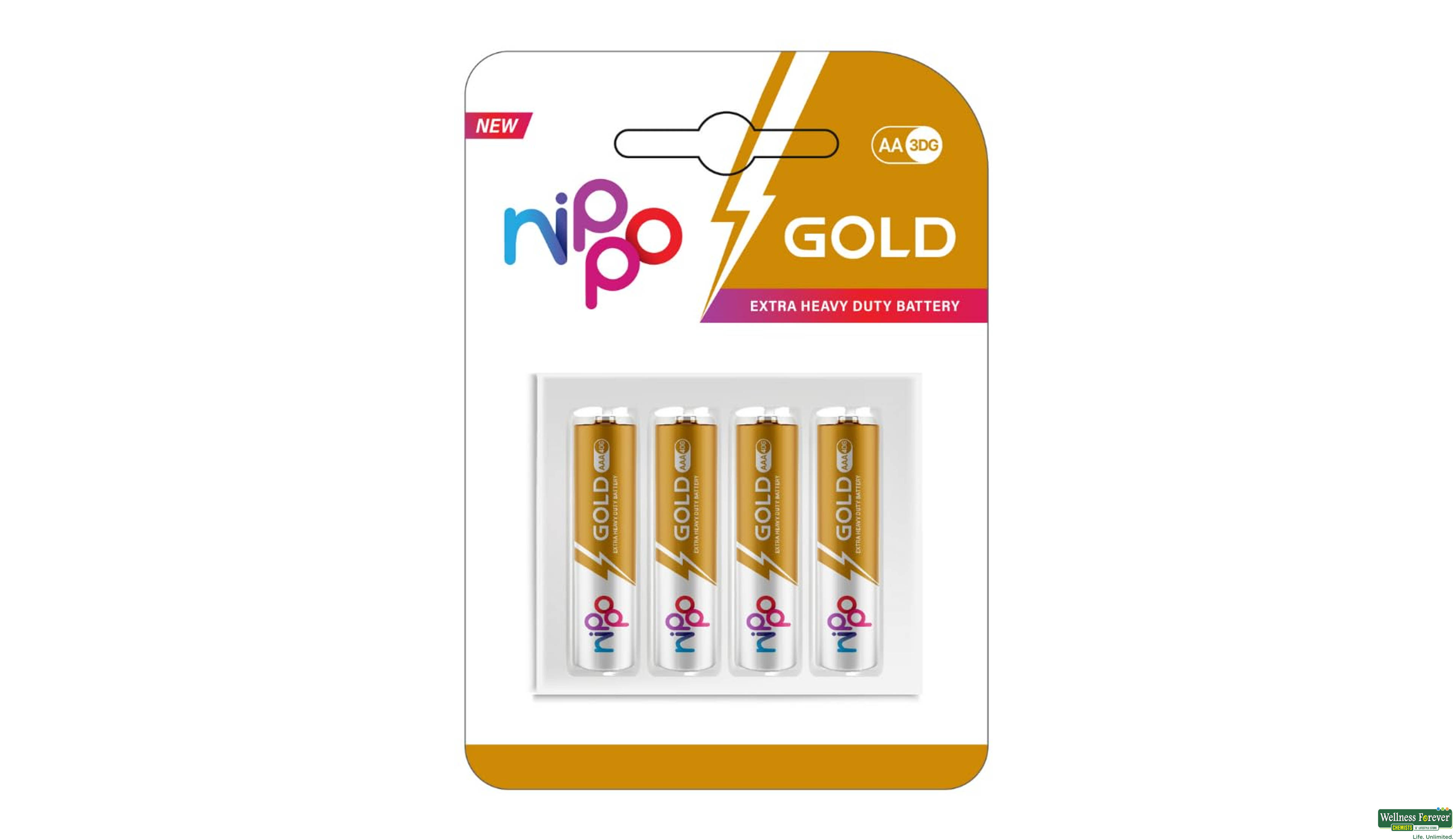 NIPPO AA 3DG BATTERY GOLD 4PC- 1, 4PC, null