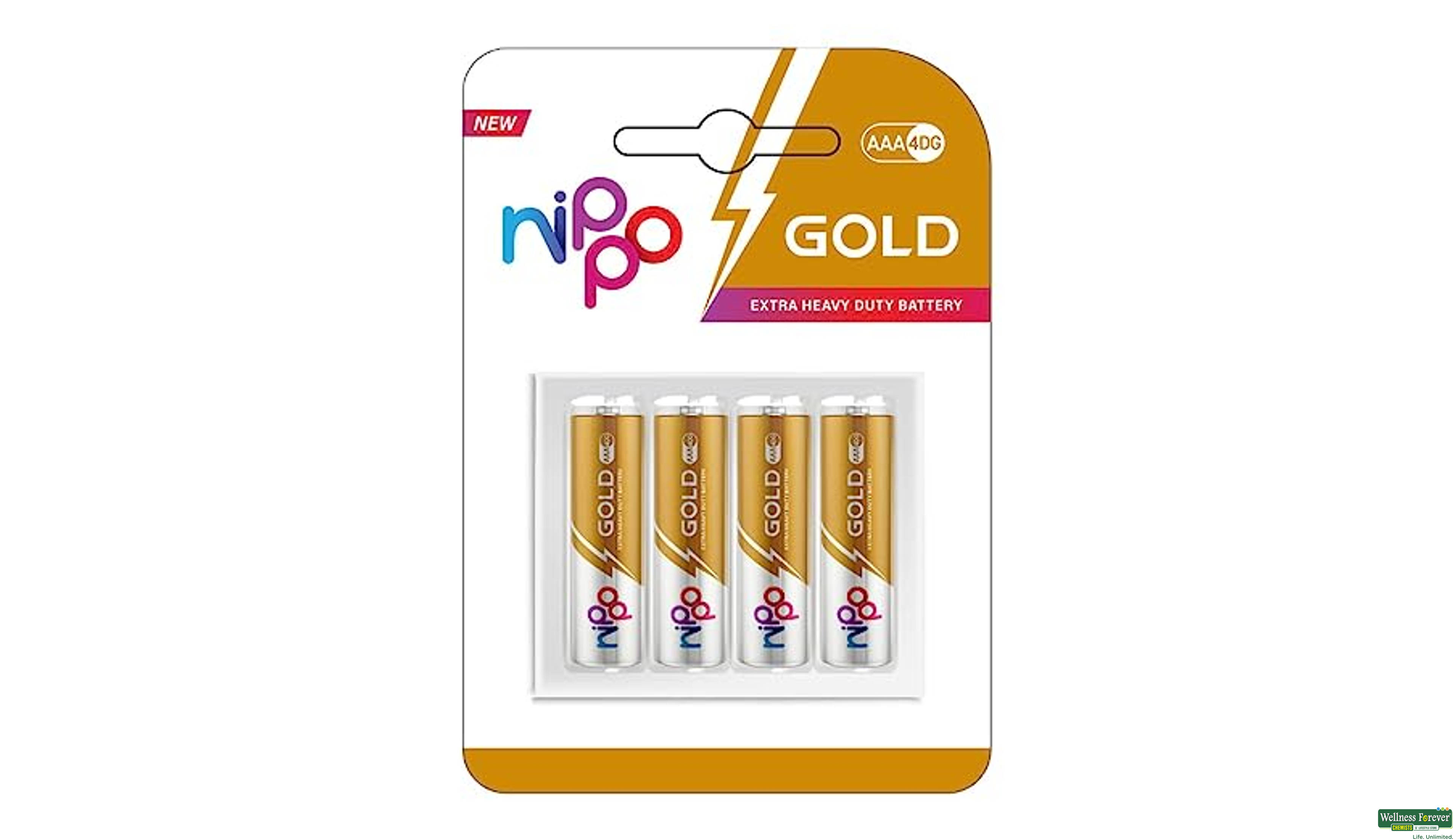 NIPPO AAA 4DG BATTERY GOLD 4PC- 1, 4PC, null
