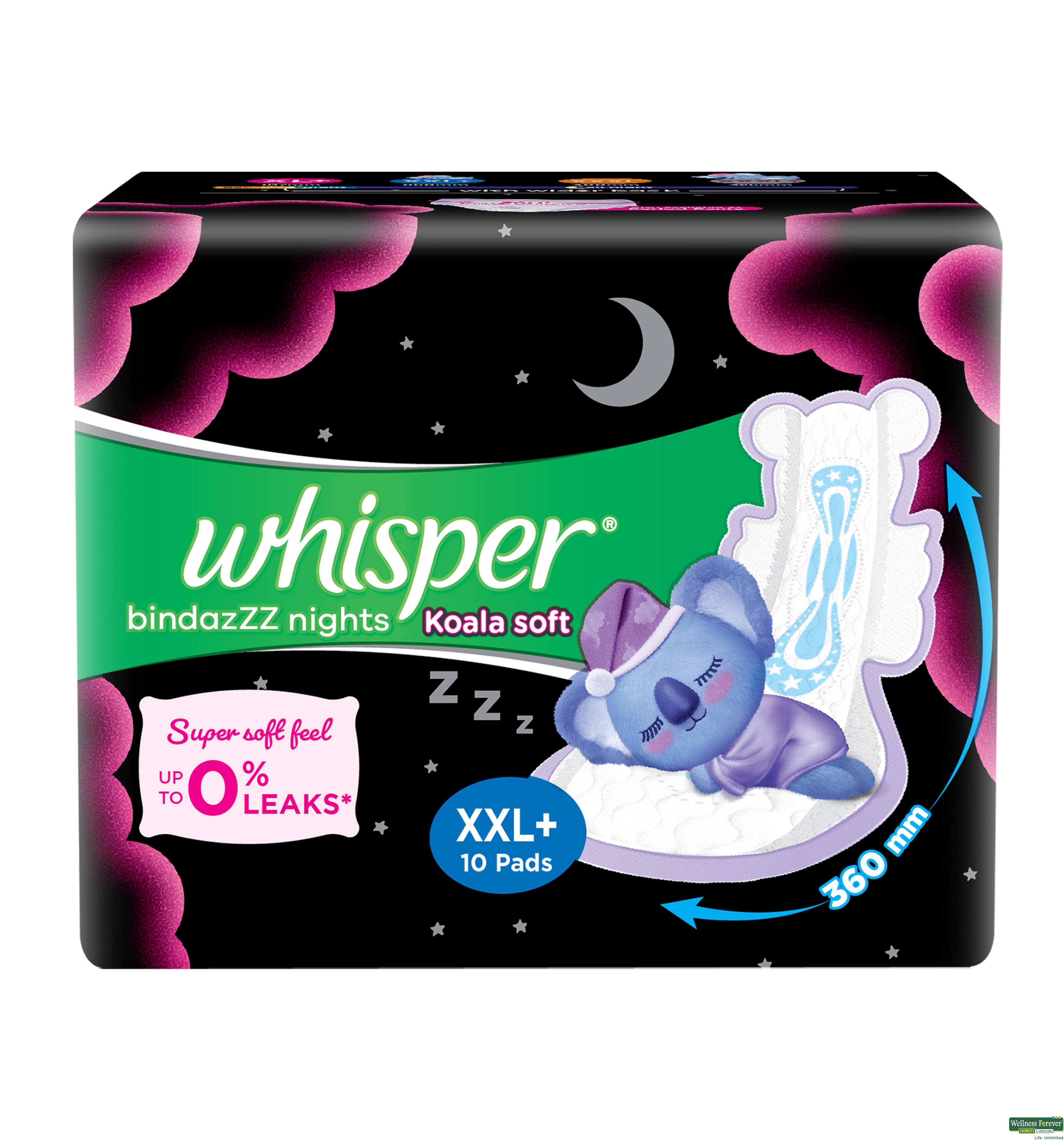 Whisper Sanitary Pads Bindazzz Night XXL+10 Pieces-image