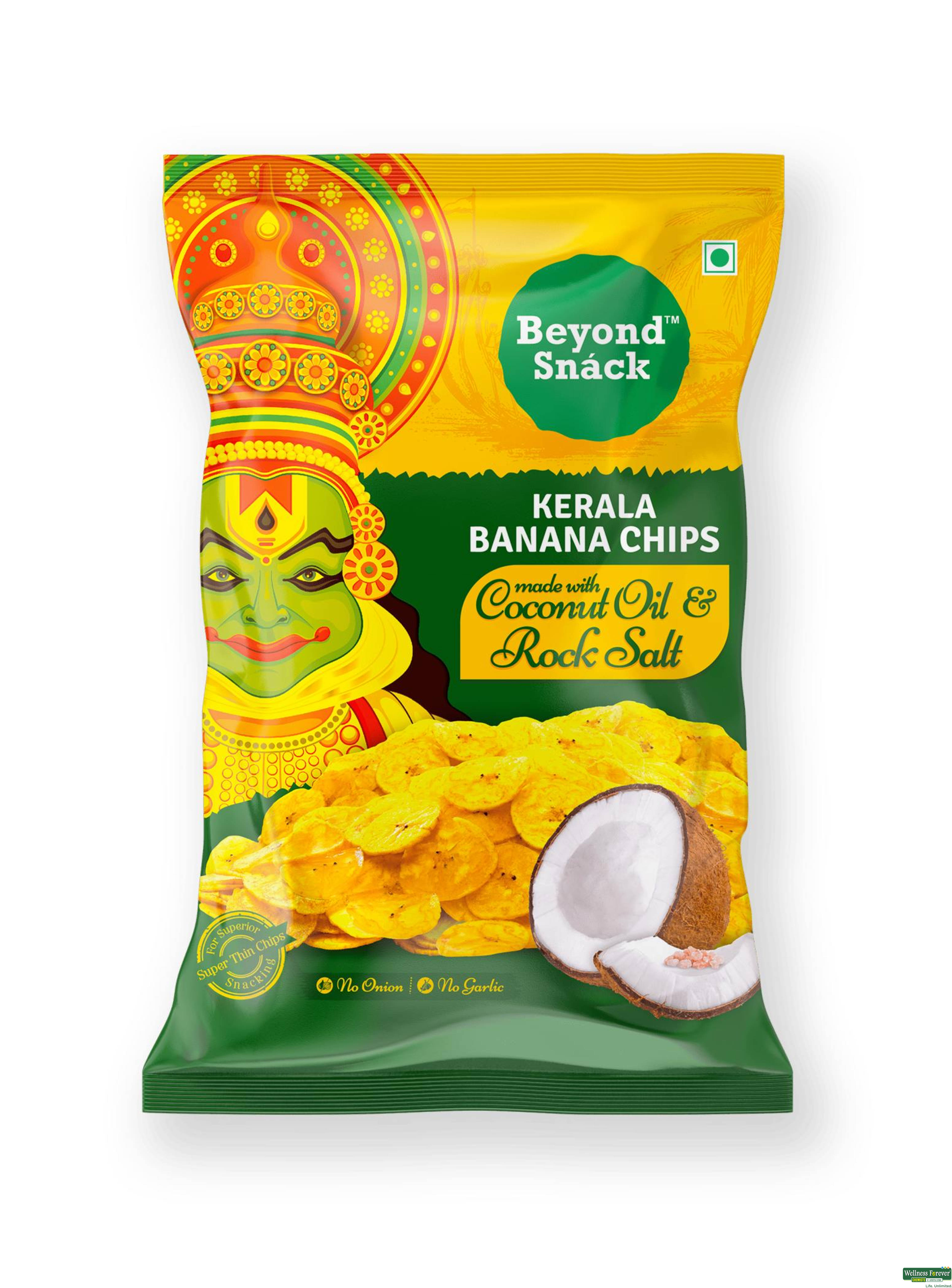 BEYOND SNACK KERALA BANANA CHIPS COCONUT OIL & ROCK SALT 90GM-image