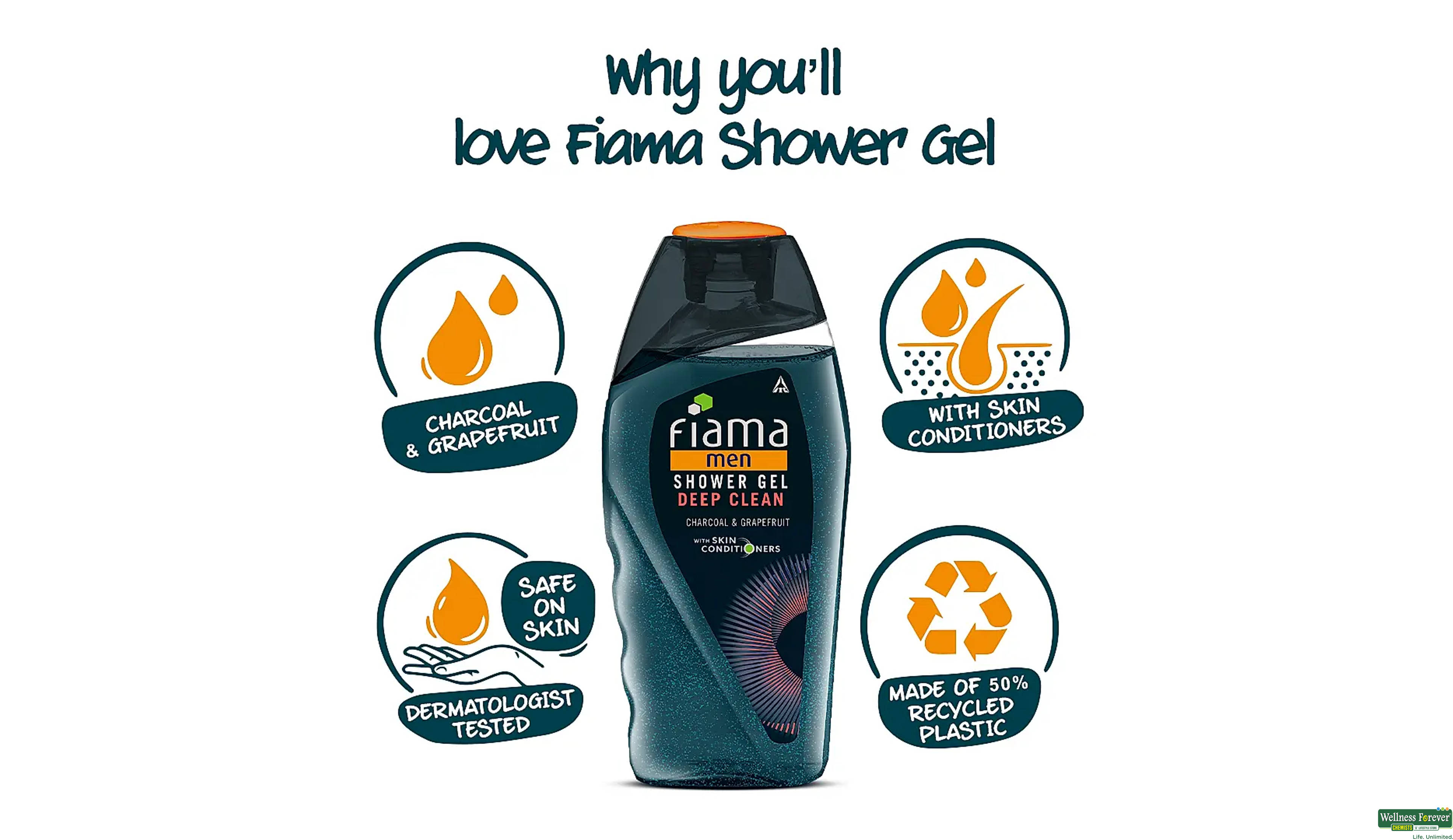 FIAMA SG MEN CHARCOAL 250ML- 5, 250ML, null
