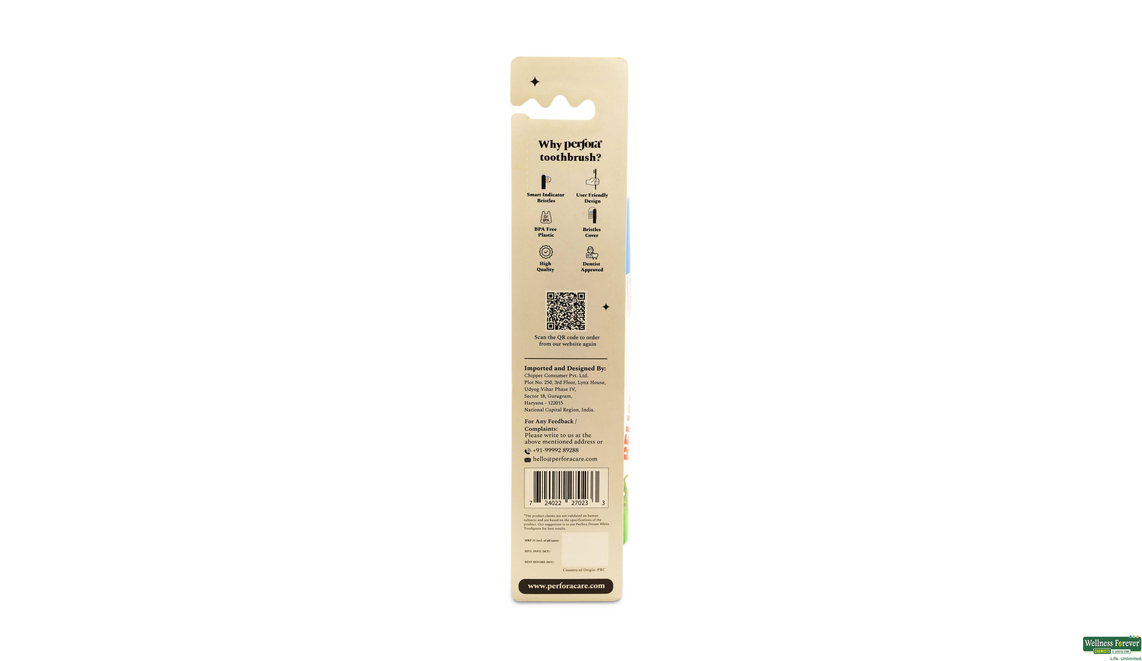 PERFORA PEACH PARADISE & LIME GREEN TOOTHBRUSH 1PC- 2, 1PC, null