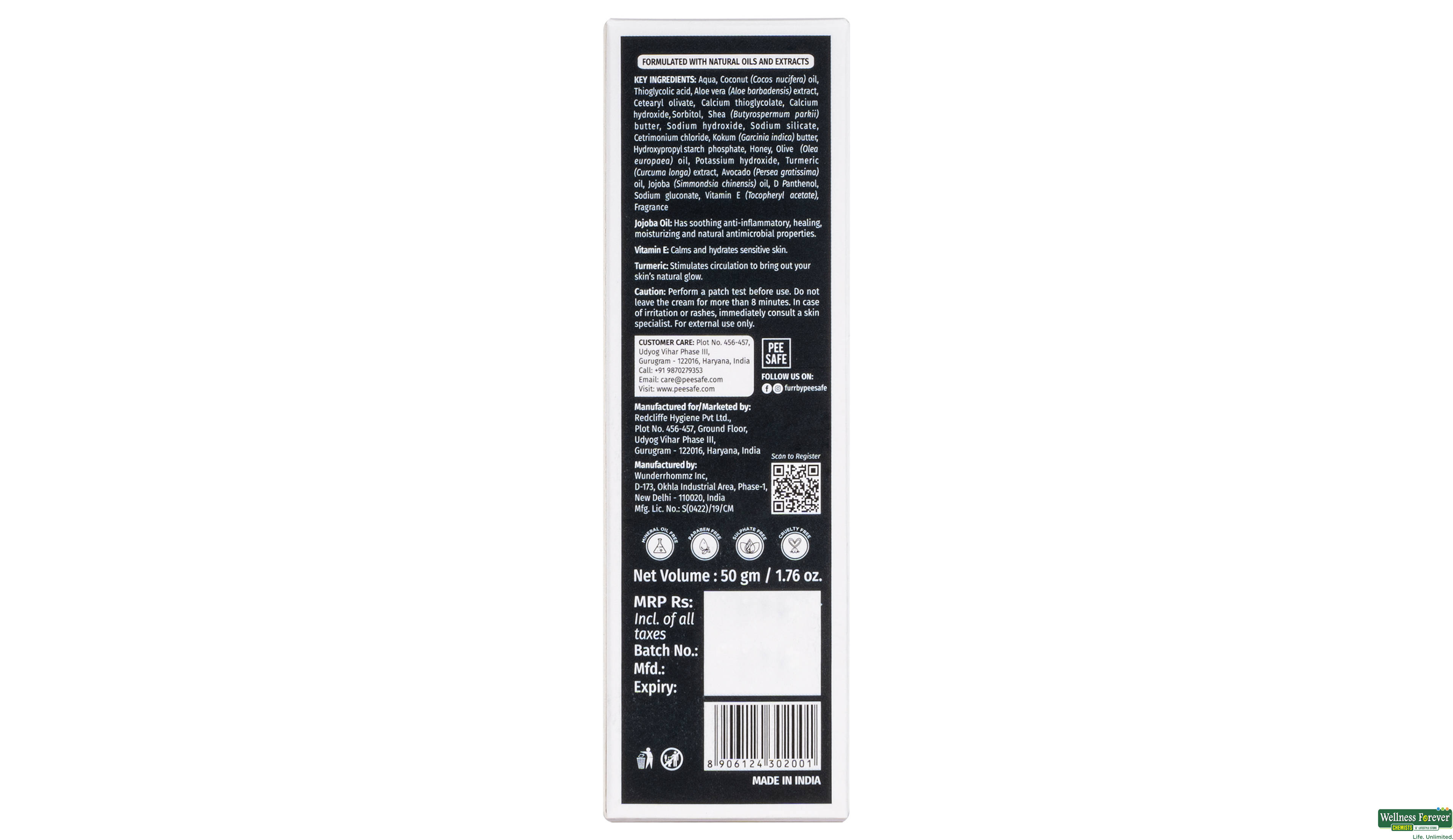 FURR NATURAL HAIR REMOVAL CREAM 50 GM- 4, 50GM, null