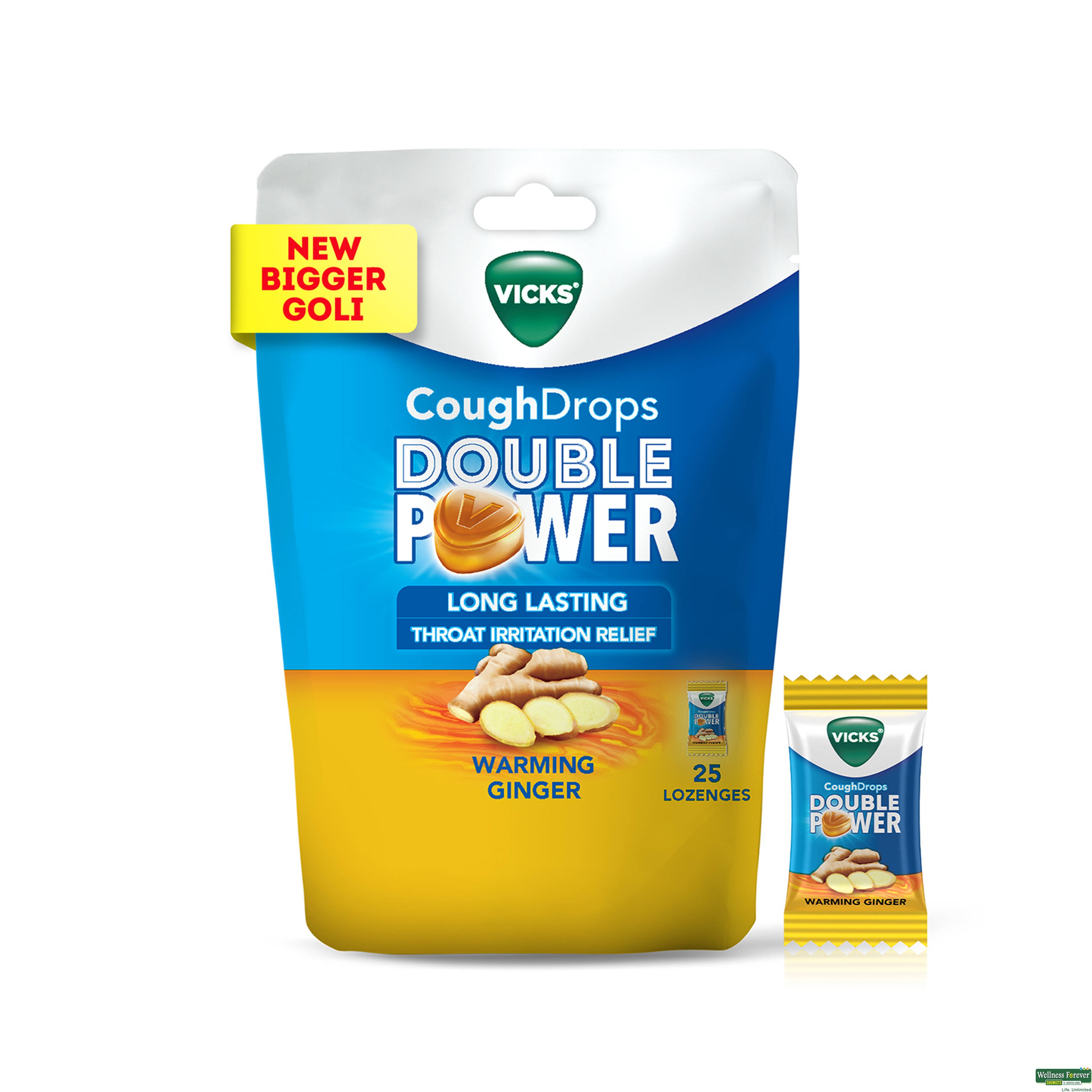 VICKS COUGH DROP GINGER STANDEE POUCH 25PC-image