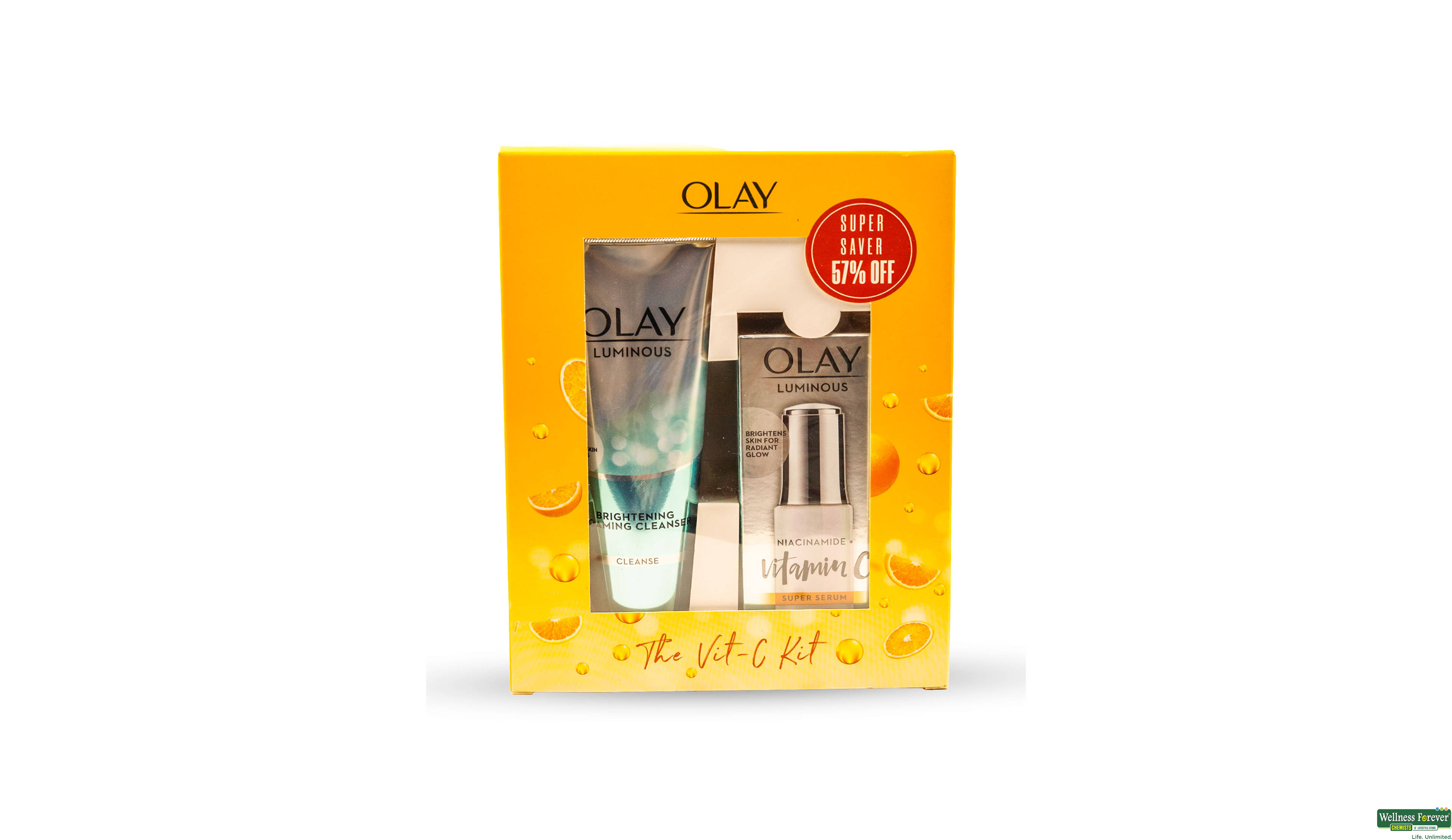 OLAY CLEANSER 100GM +VIT C SERUM 30ML- 1, 1PC, null