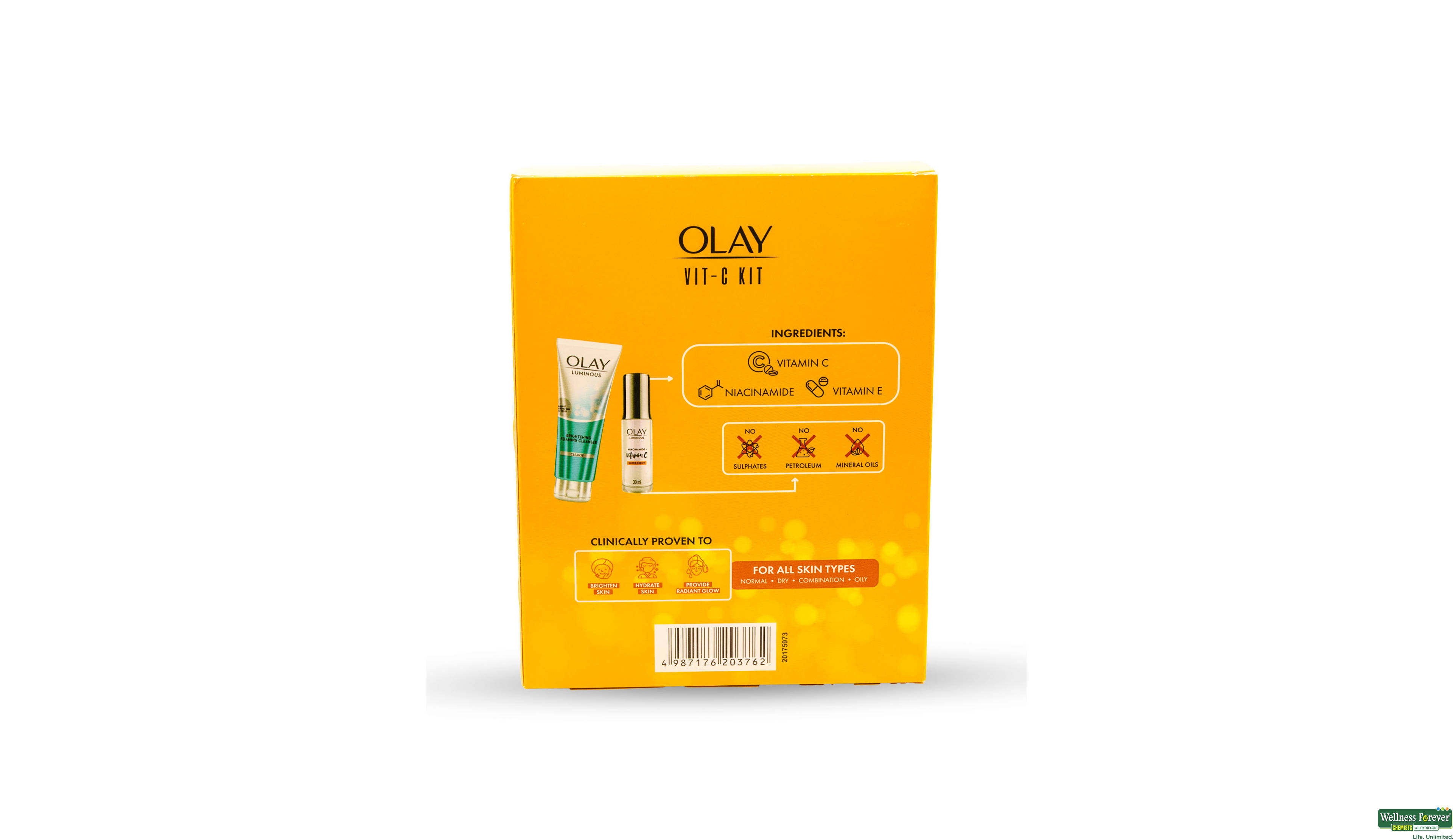 OLAY CLEANSER 100GM +VIT C SERUM 30ML- 3, 1PC, null