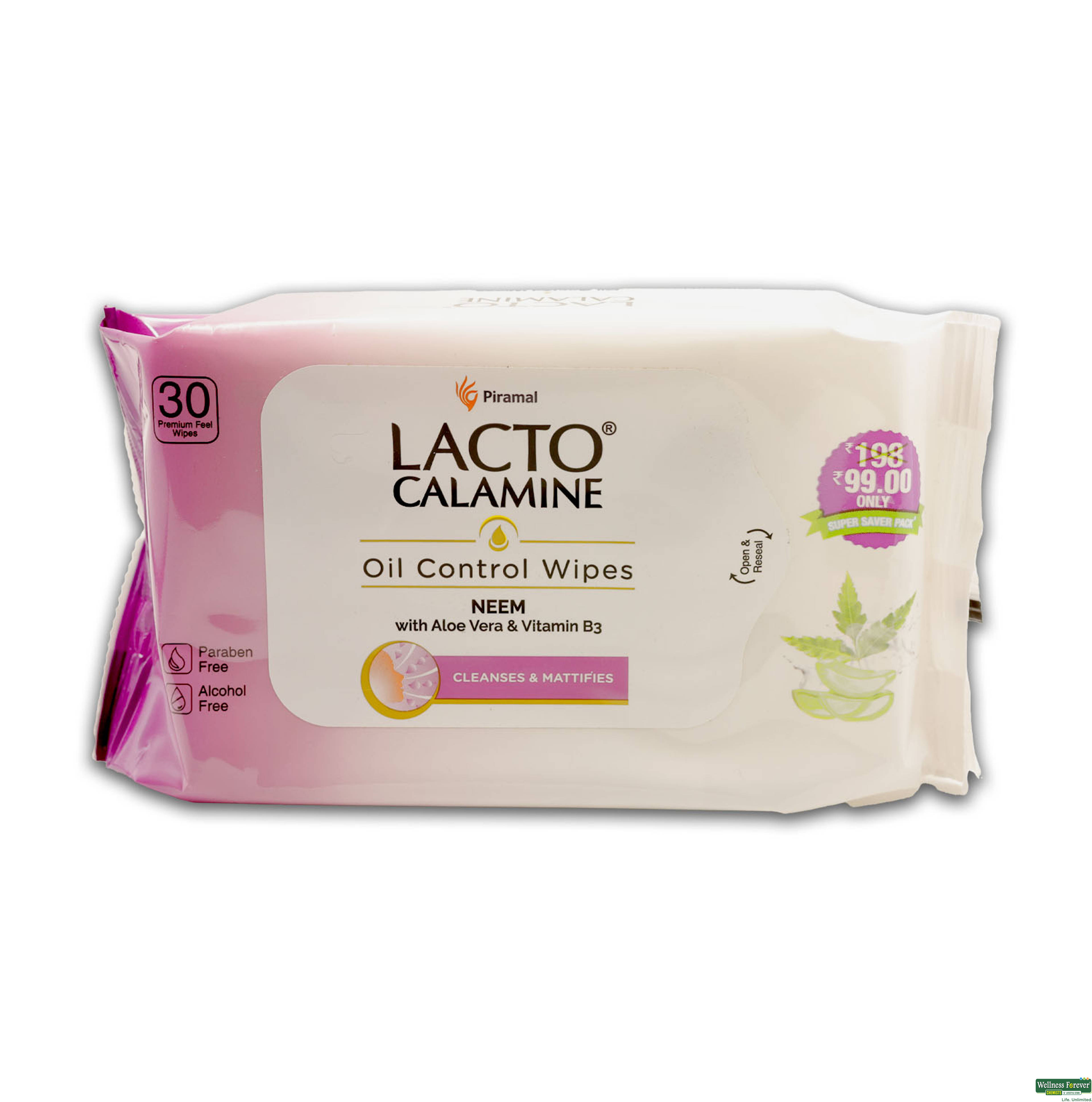 Lacto Calamine Oil Cleansing Wipes 30 Pieces-image