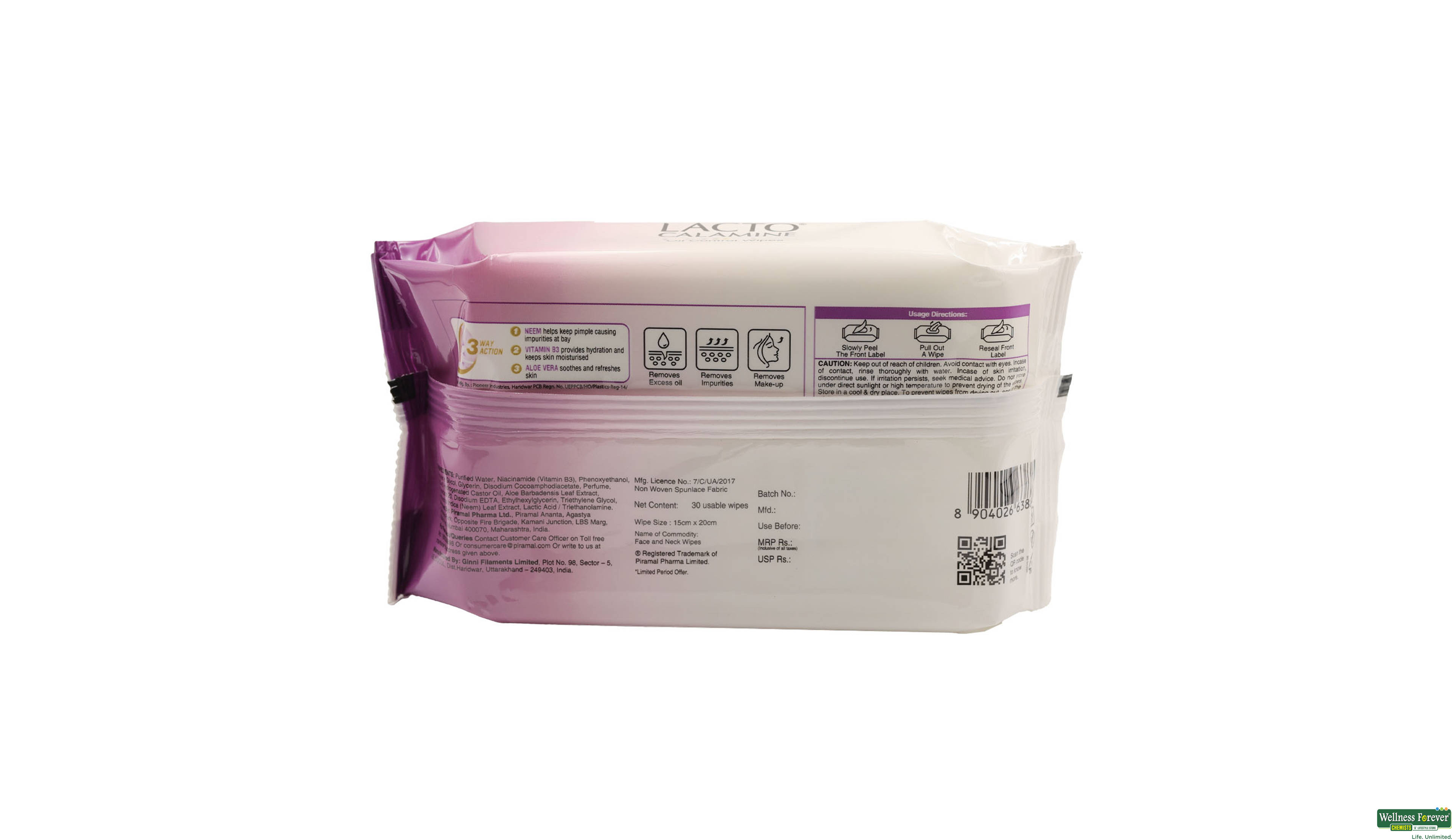 LACTO CALAMINE OIL CLEANSING WIPES 30PC- 2, 30PC, null