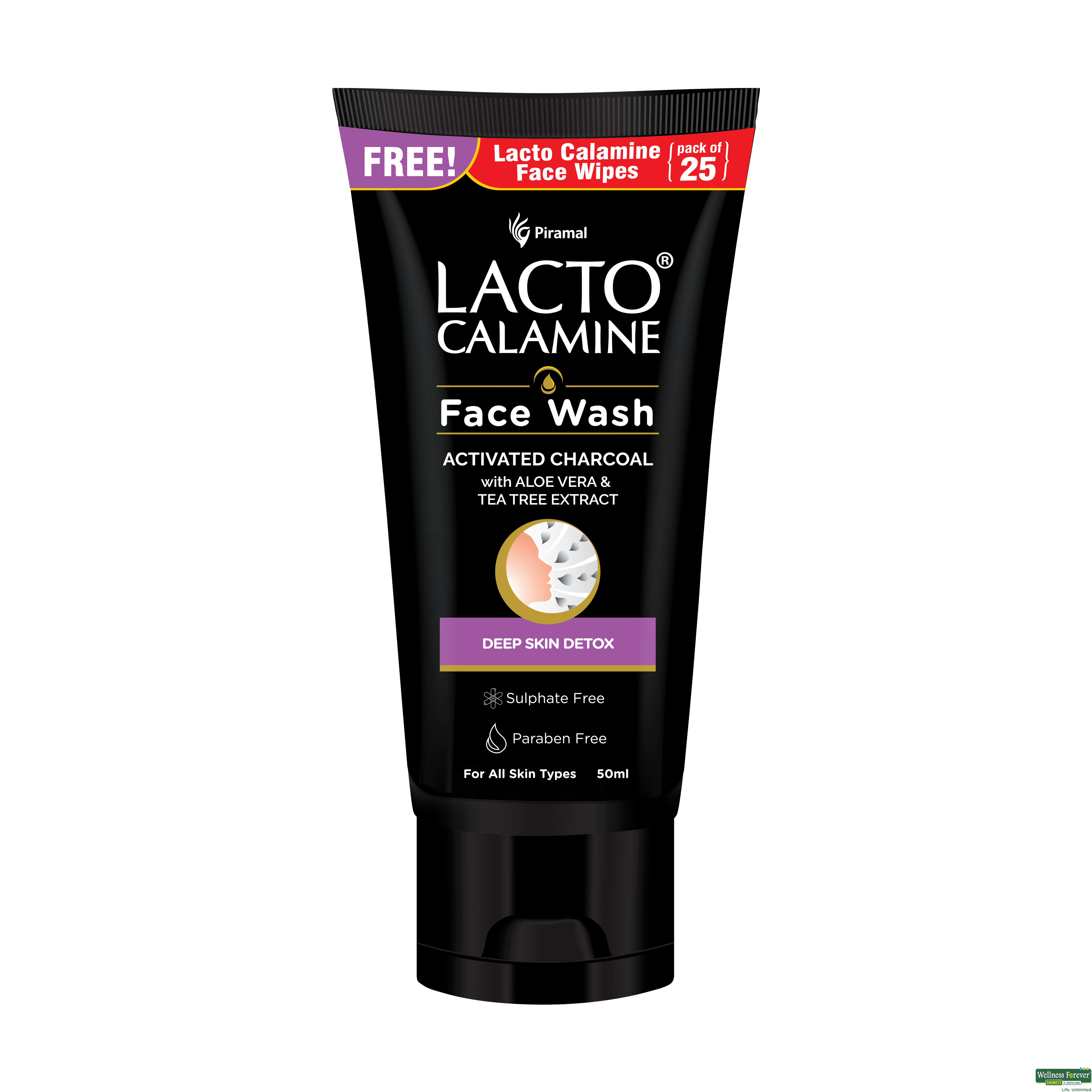 Lacto Calamine Face Wash Charcoal 50ml-image