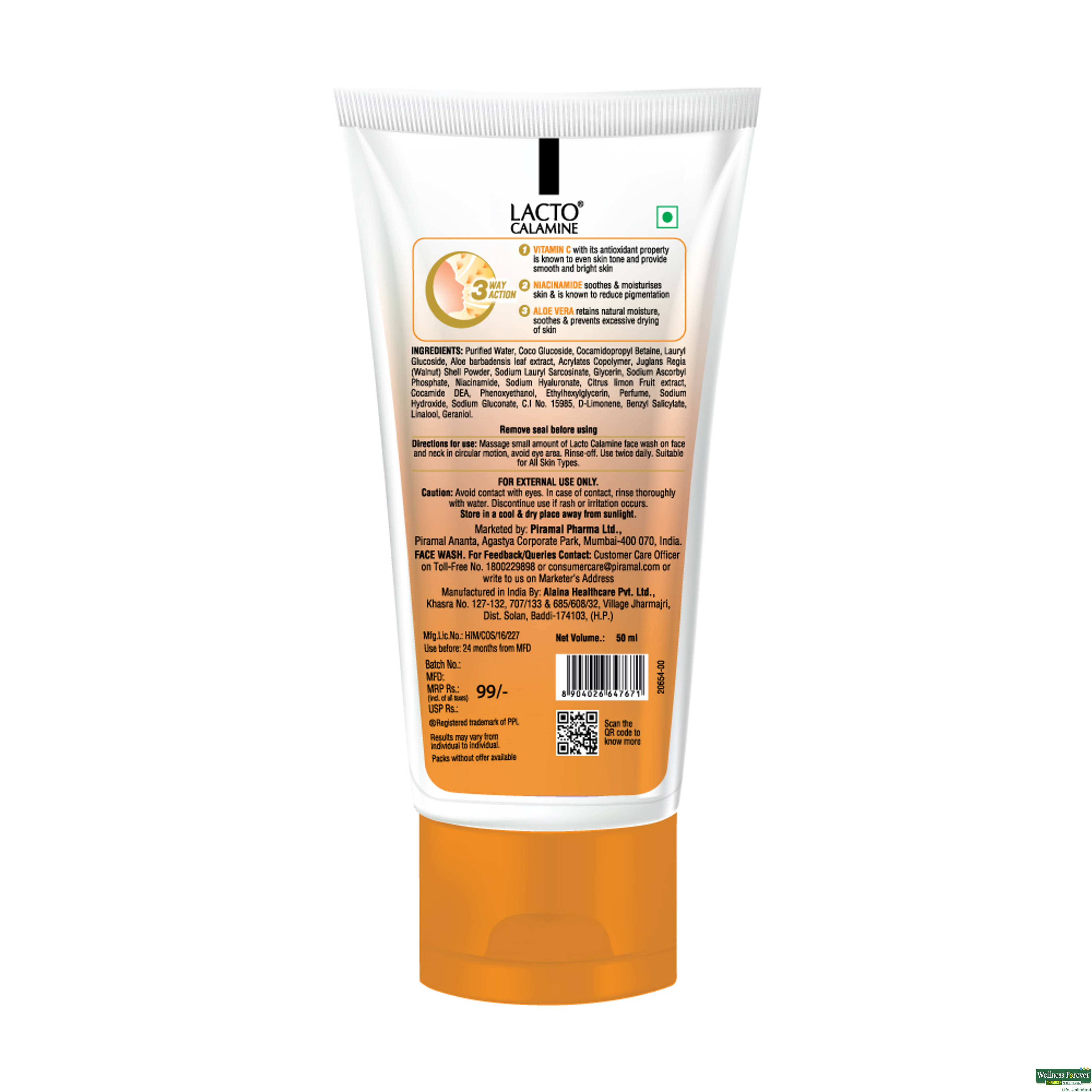 Lacto Calamine Face Wash Vitamin C 50ml-image