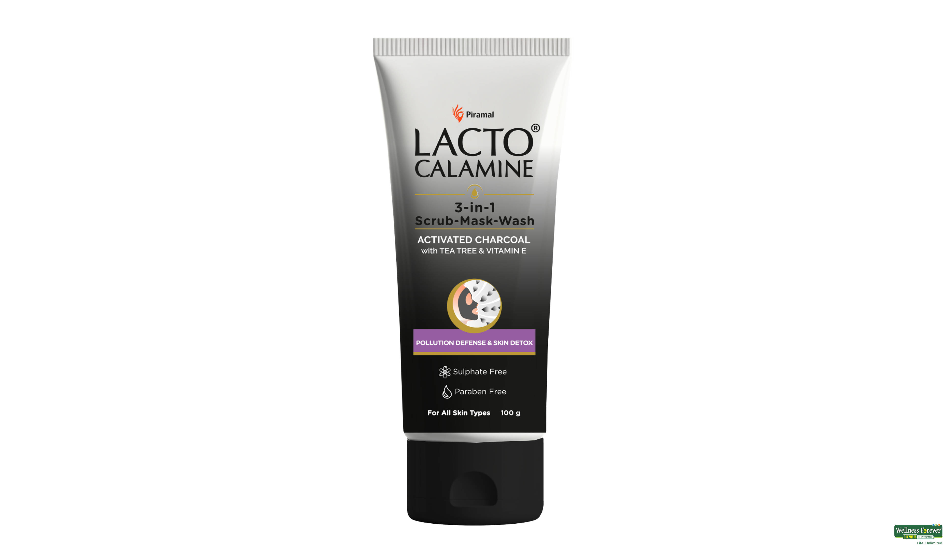 LACTO CALAMINE 3 IN 1 CHARCOAL MASK 100ML- 1, 100ML, null
