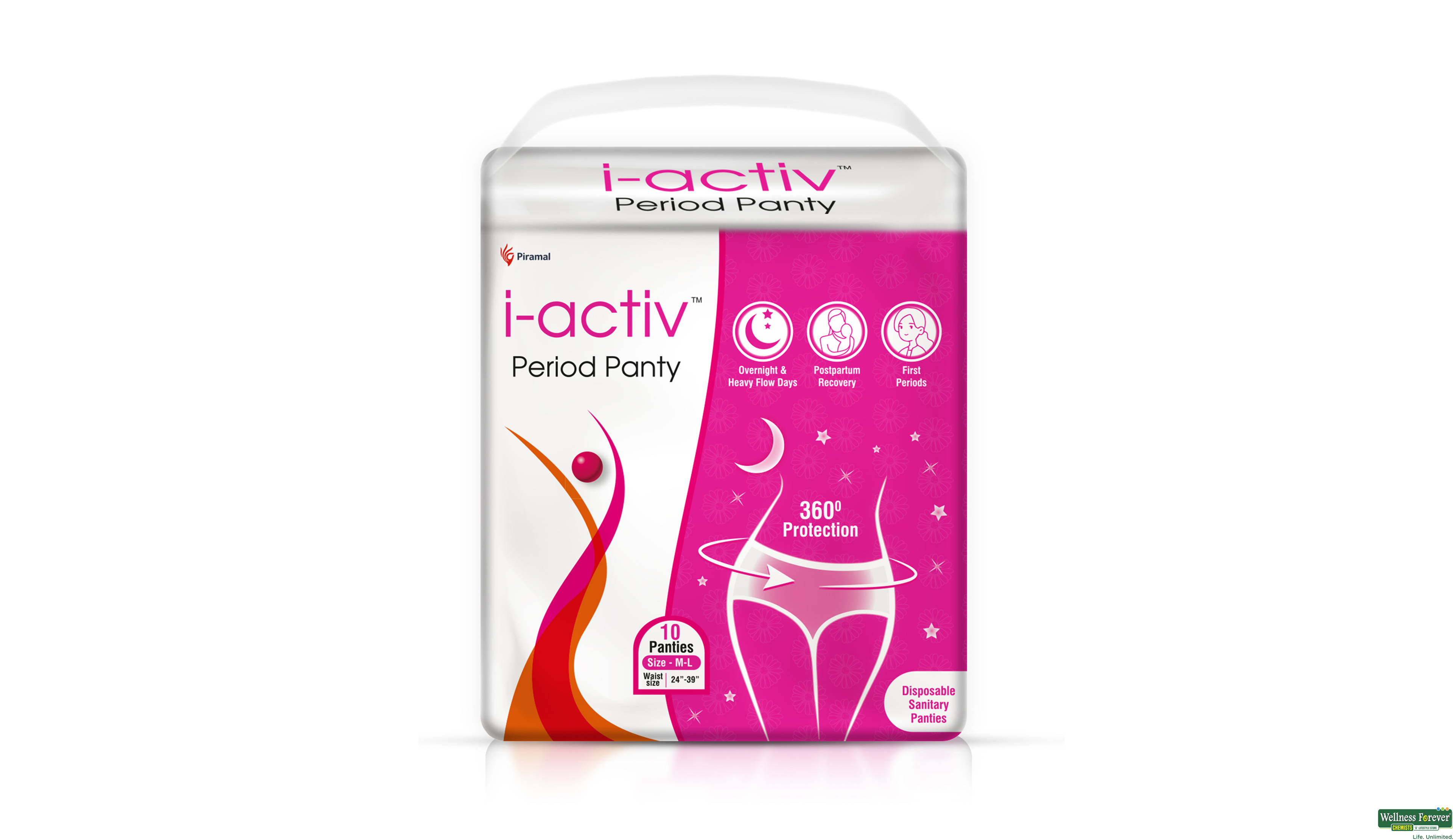 I-ACTIVE PERIOD PANTY 10S M-L- 1, 10PC, null