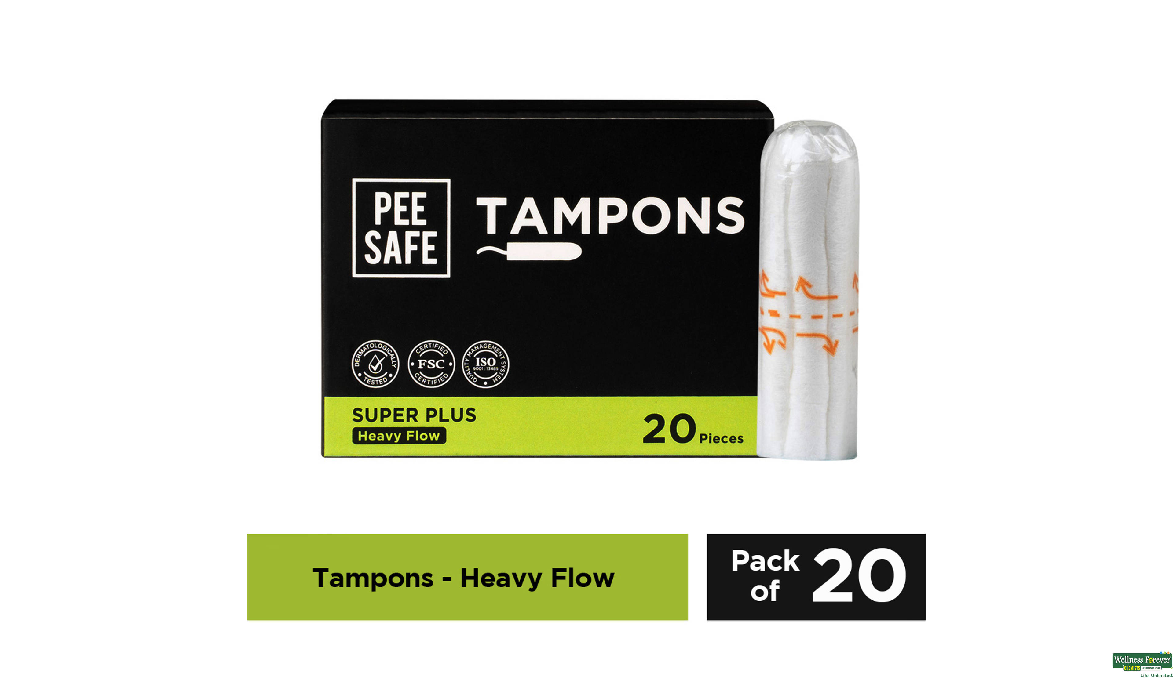 PEE SAFE VISCOSE TAMPON SUPER PLUS 20PC- 7, 80GM, null