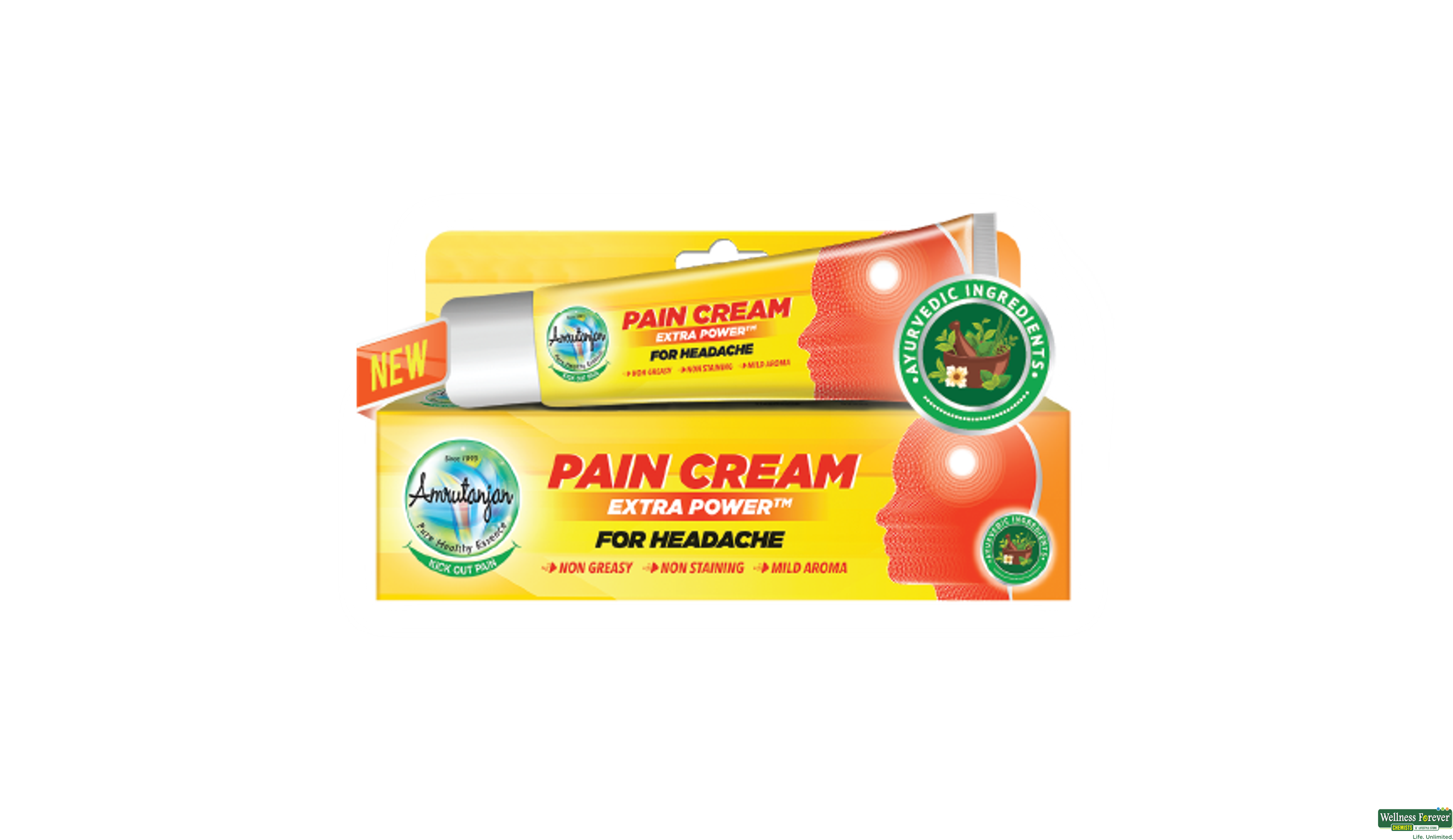 AMRUTANJAN PAIN CREAM EXTRA POWER FOR HEADACHE 10GM- 3, 10GM, null