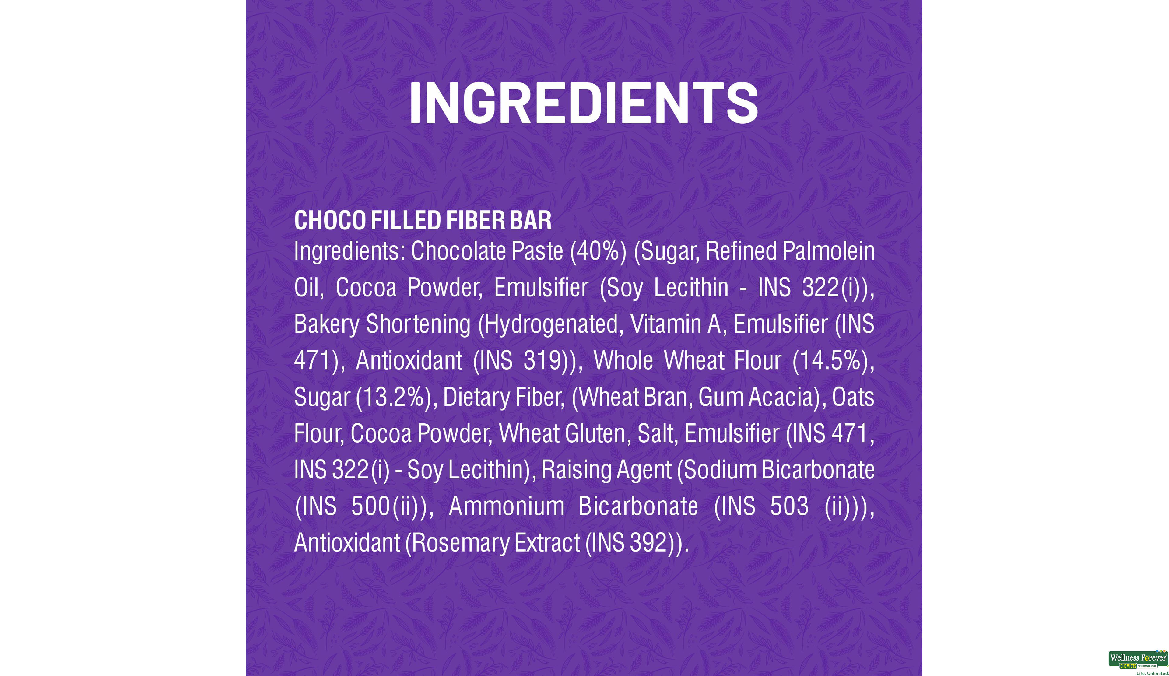 RITEBITE WELLNESS CHOCO FILLED FIBER BAR MELTING CHOCLATE 40G- 6, 40GM, null
