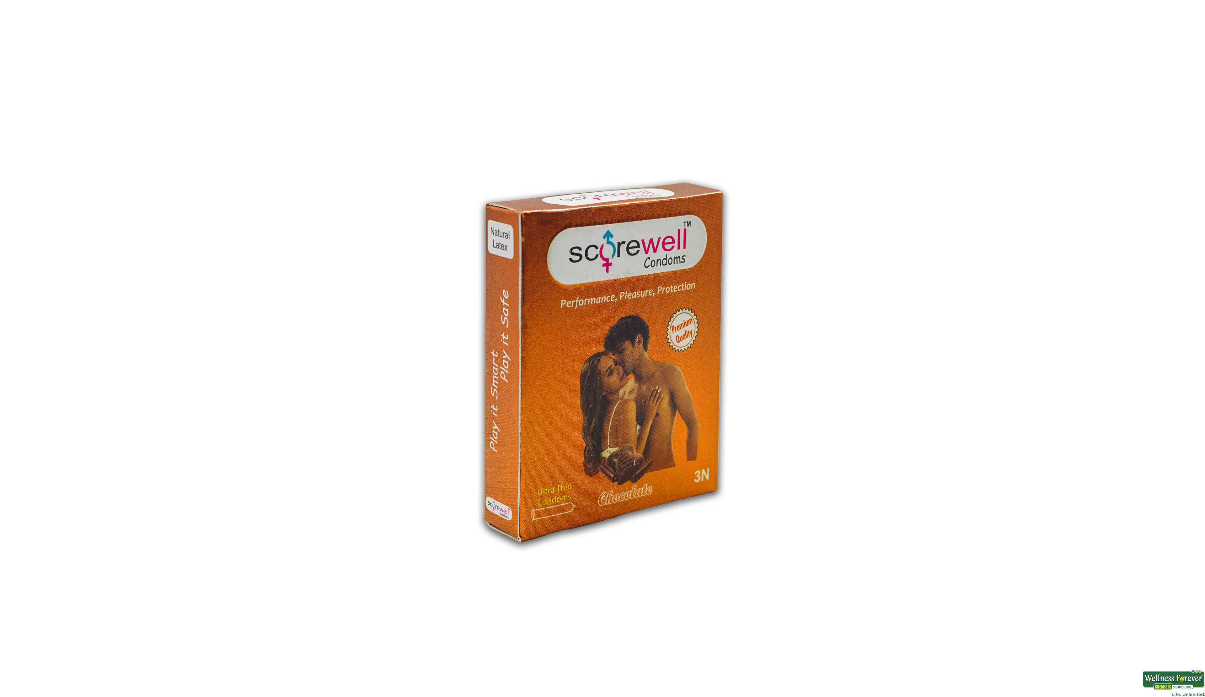 SCOREWELL CONDOM ULTRATHIN CHOCOLATE CONDOM 3PC- 1, 3PC, null
