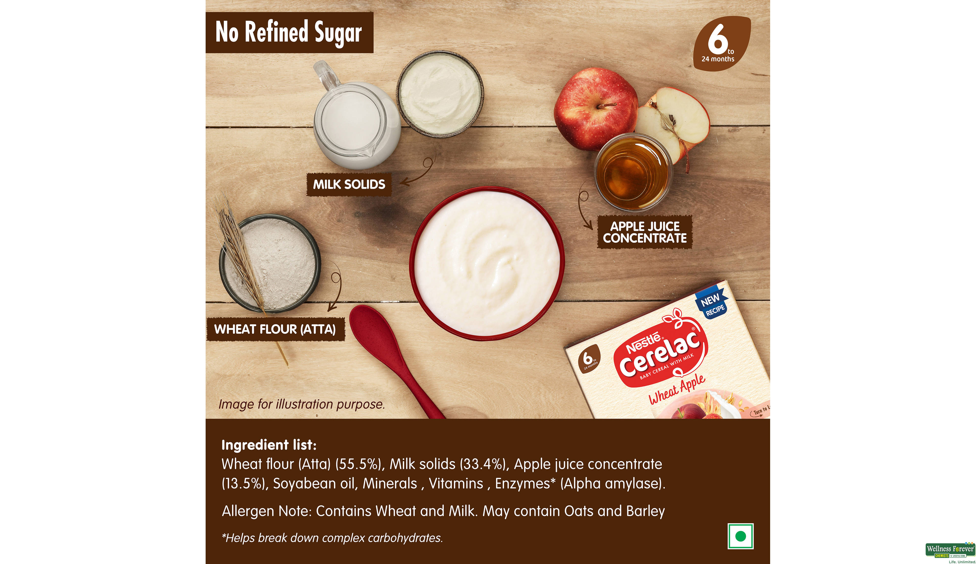 CERELAC STG1 WHEAT APPLE ZERO SUGAR REF 350GM- 3, 300GM, null