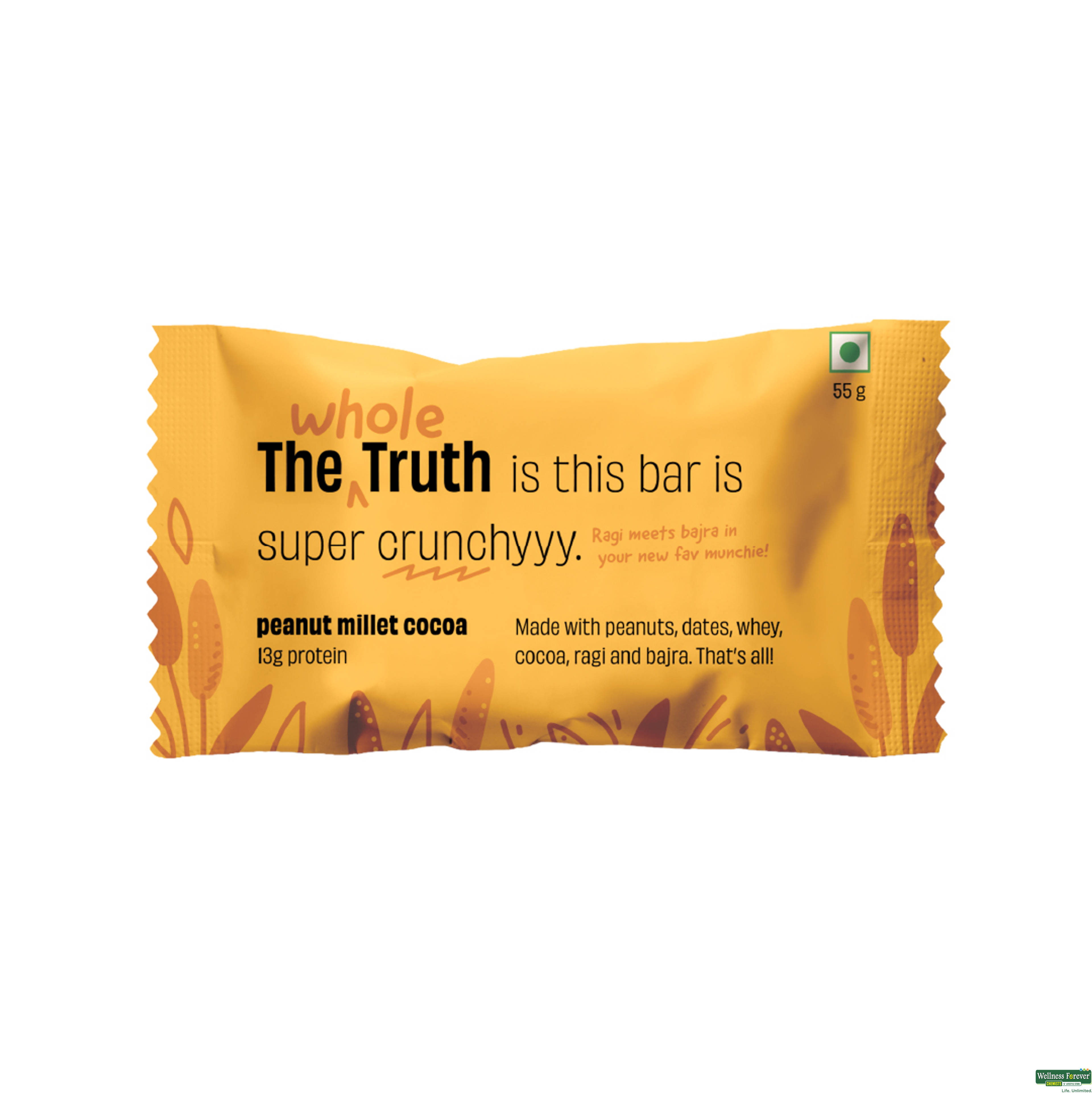 THE WHOLE TRUTH PEANUT MILLET COCOA PROTEIN BAR 55G-image