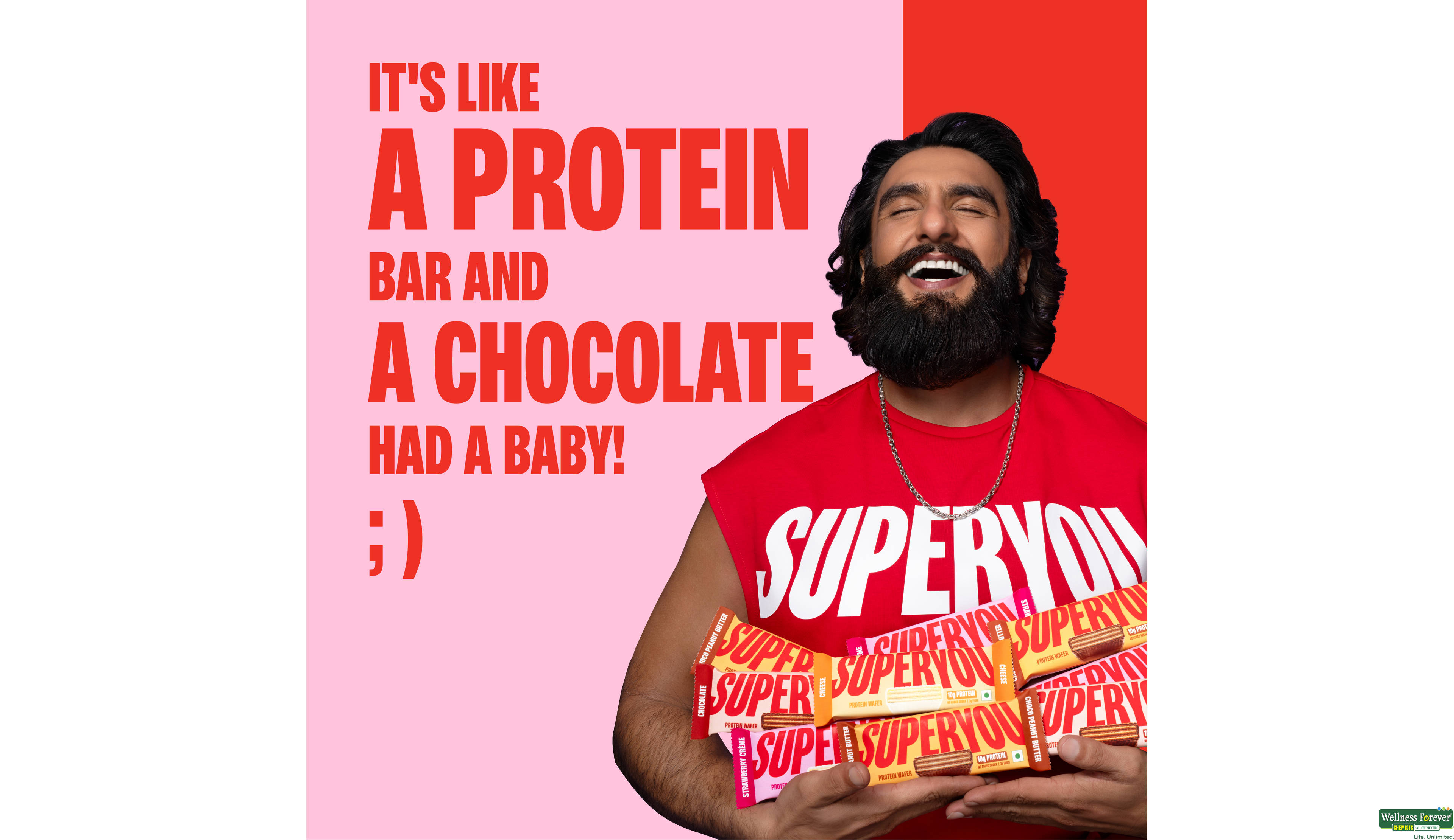 SUPERYOU STRAWBERRY PROTEIN WAFER BAR 40GM- 7, 40GM, null