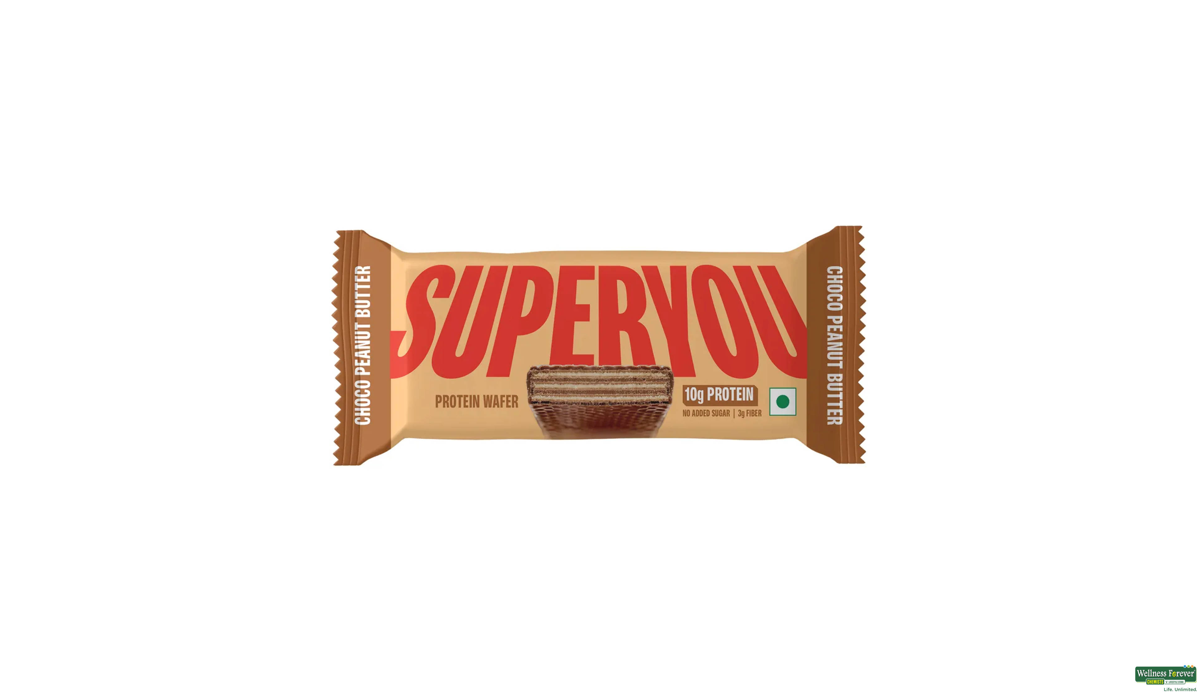 SUPERYOU CHOCO PEANUT PROTEIN WAFER BAR 40GM- 1, 40GM, null