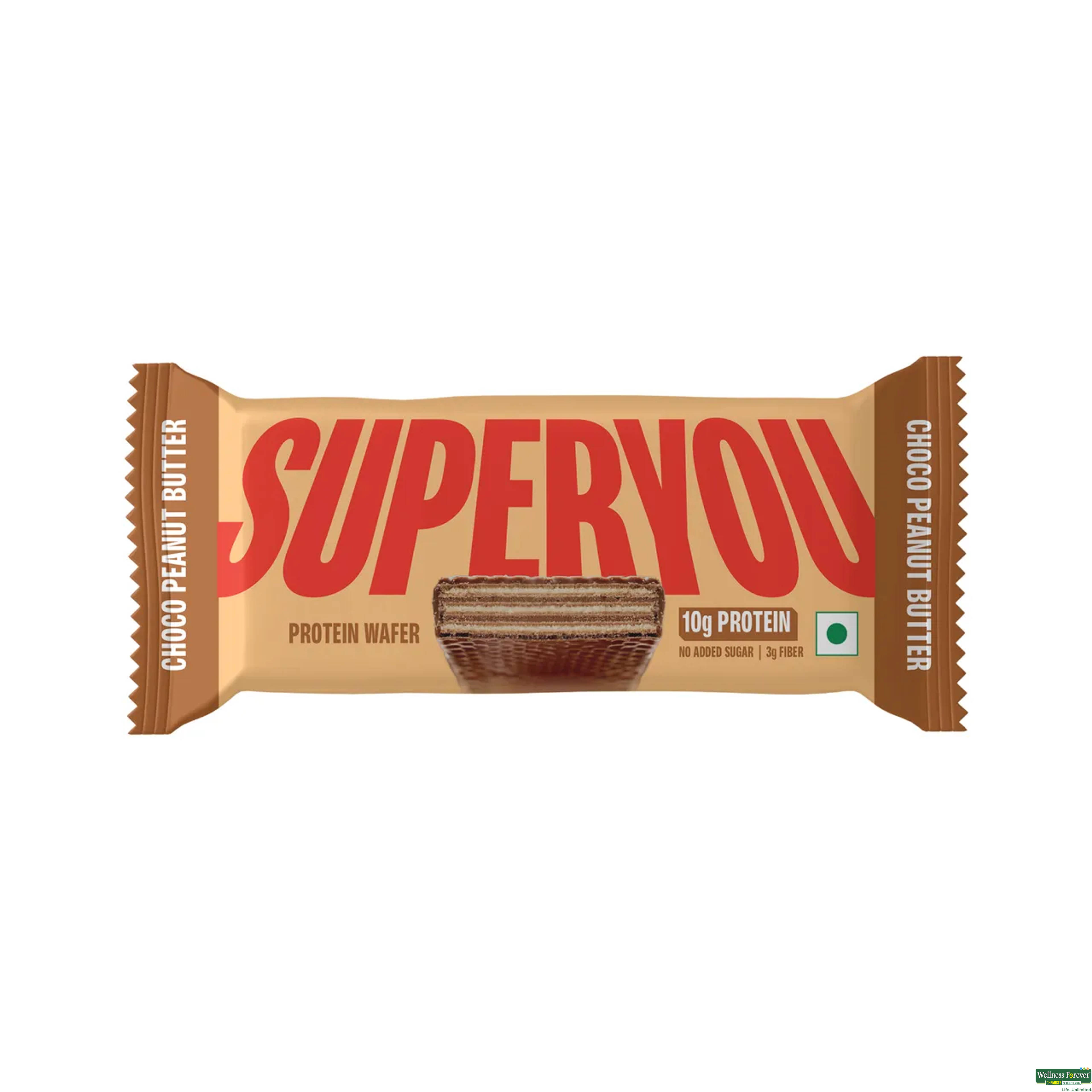 SUPERYOU CHOCO PEANUT PROTEIN WAFER BAR 40GM-image