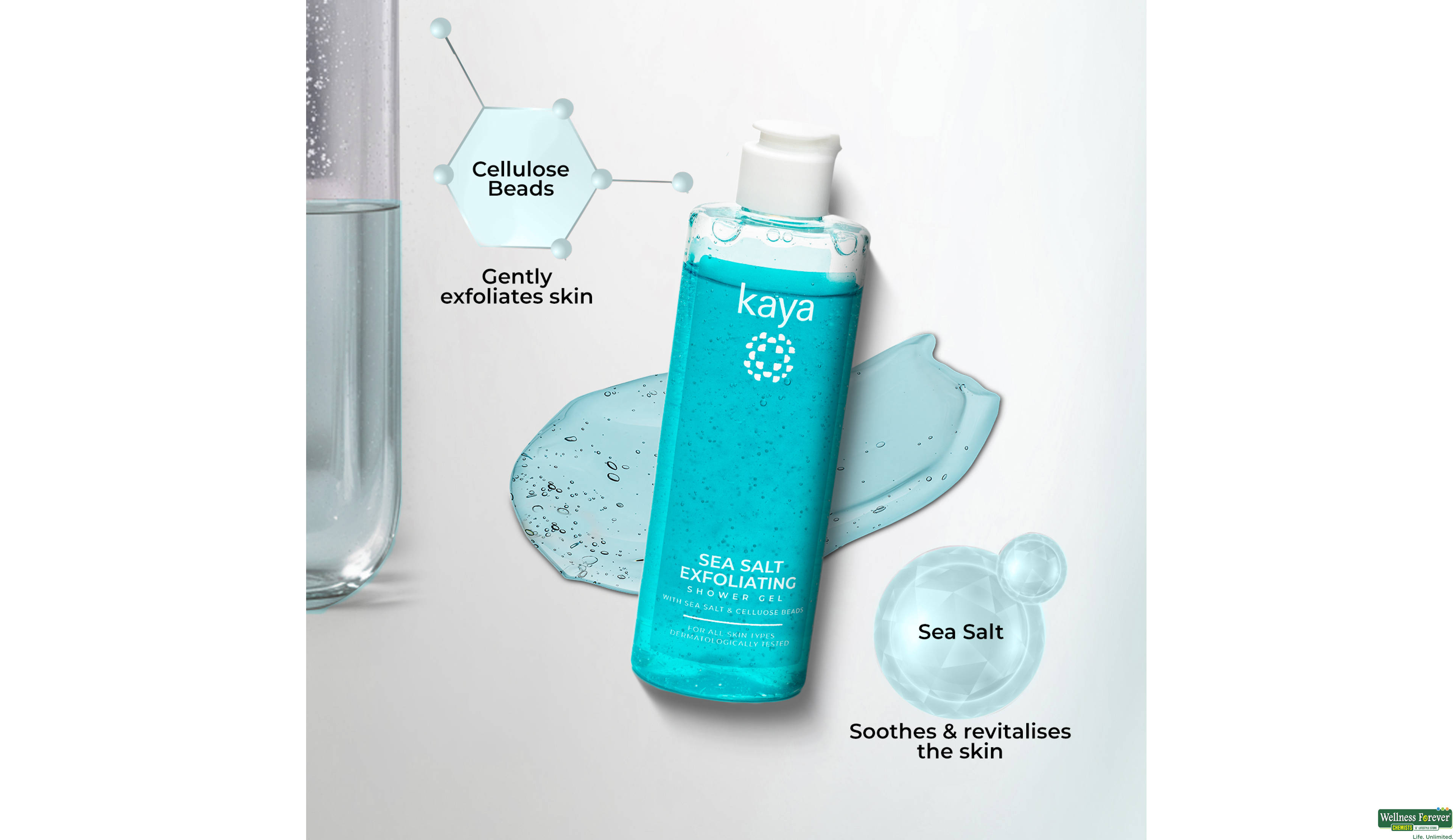 KAYA SEASALT EXFOLIATING SHOWER GEL 240ML- 3, 240ML, null