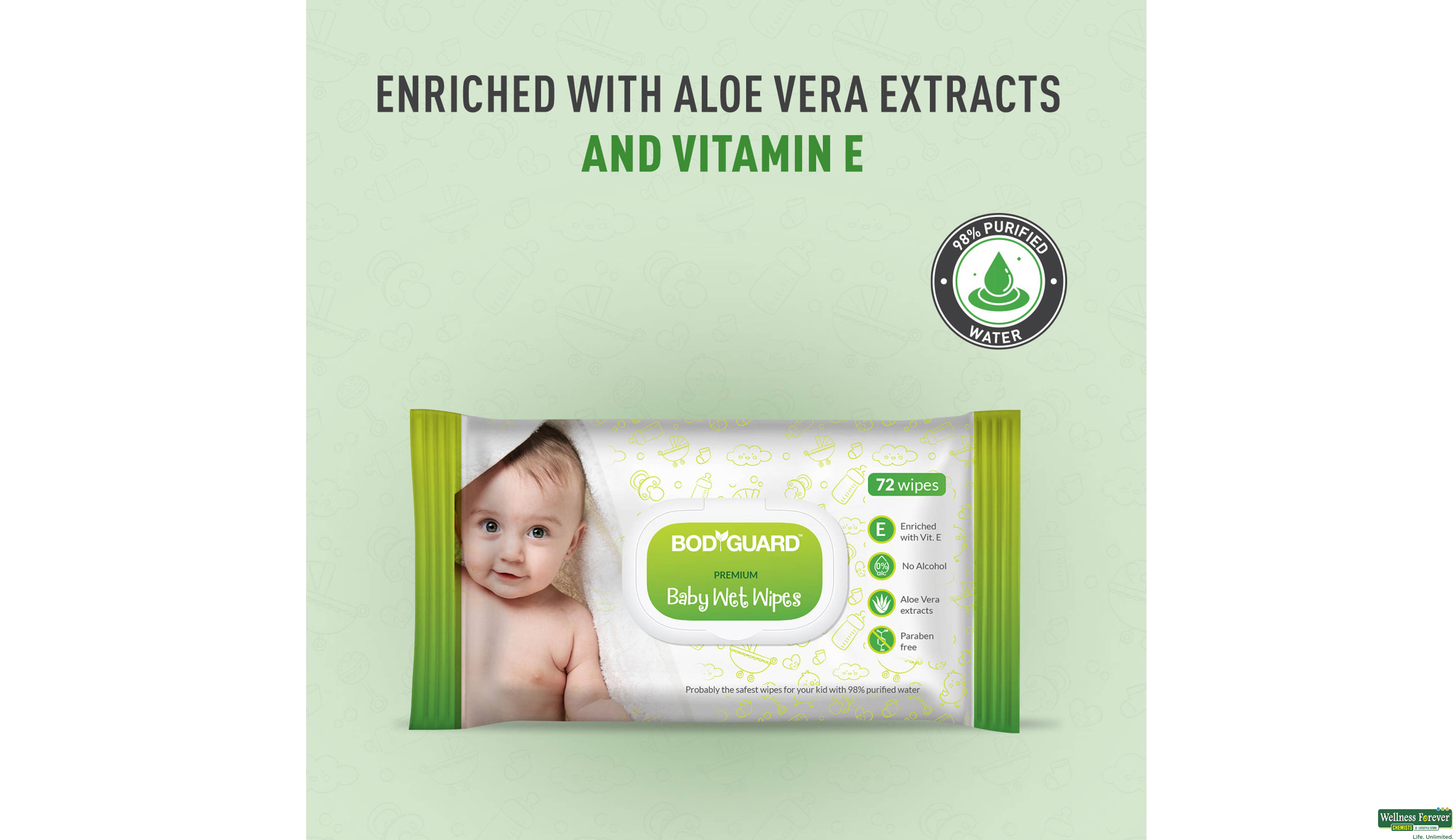 SIRONA BABY WET WIPES 72PC- 2, 72PC, null