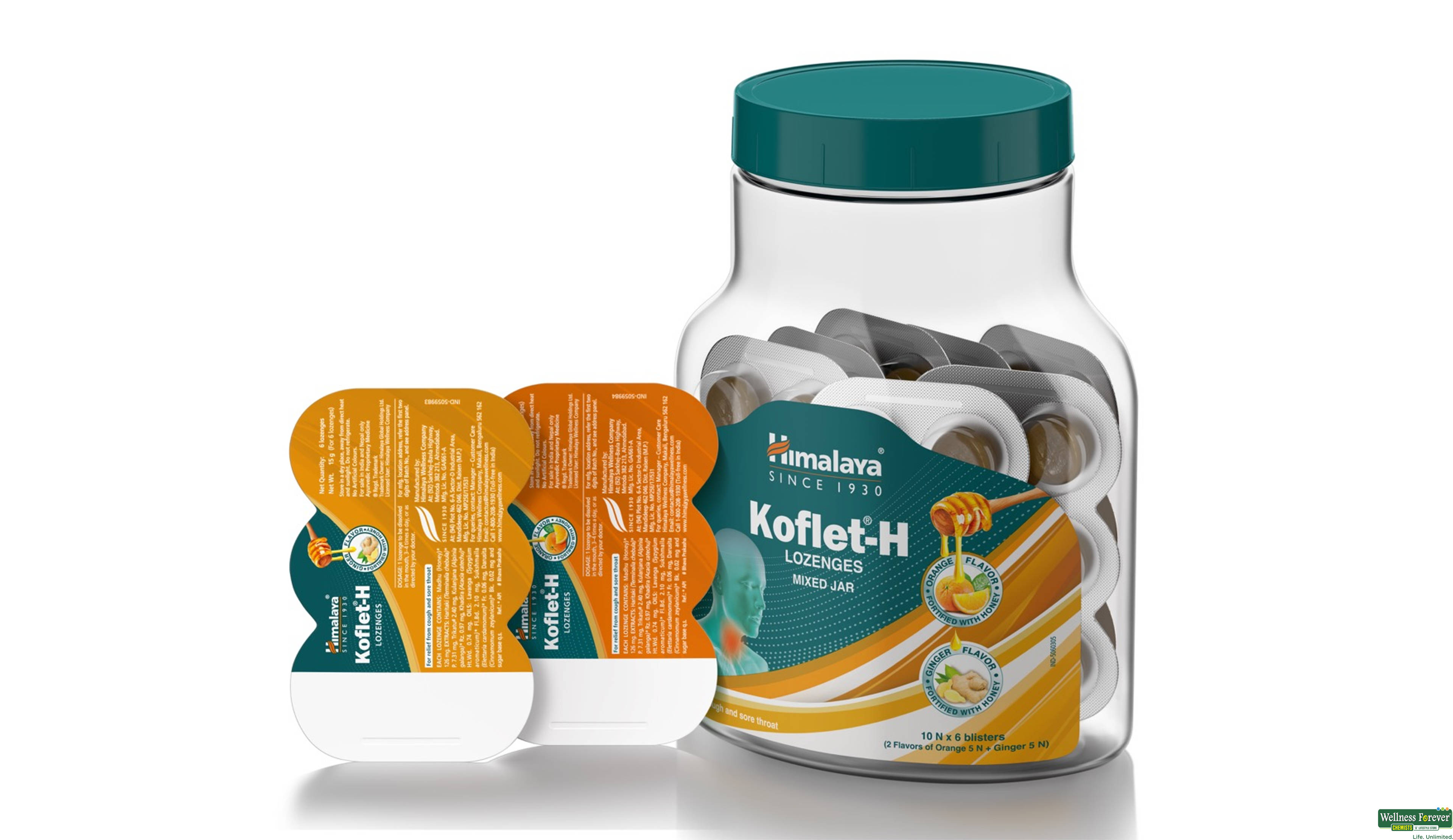 HIMALAYA KOFLET-H LOZENGES ORANGE & GINGER FLAVOUR 6TAB- 1, 6TAB, null