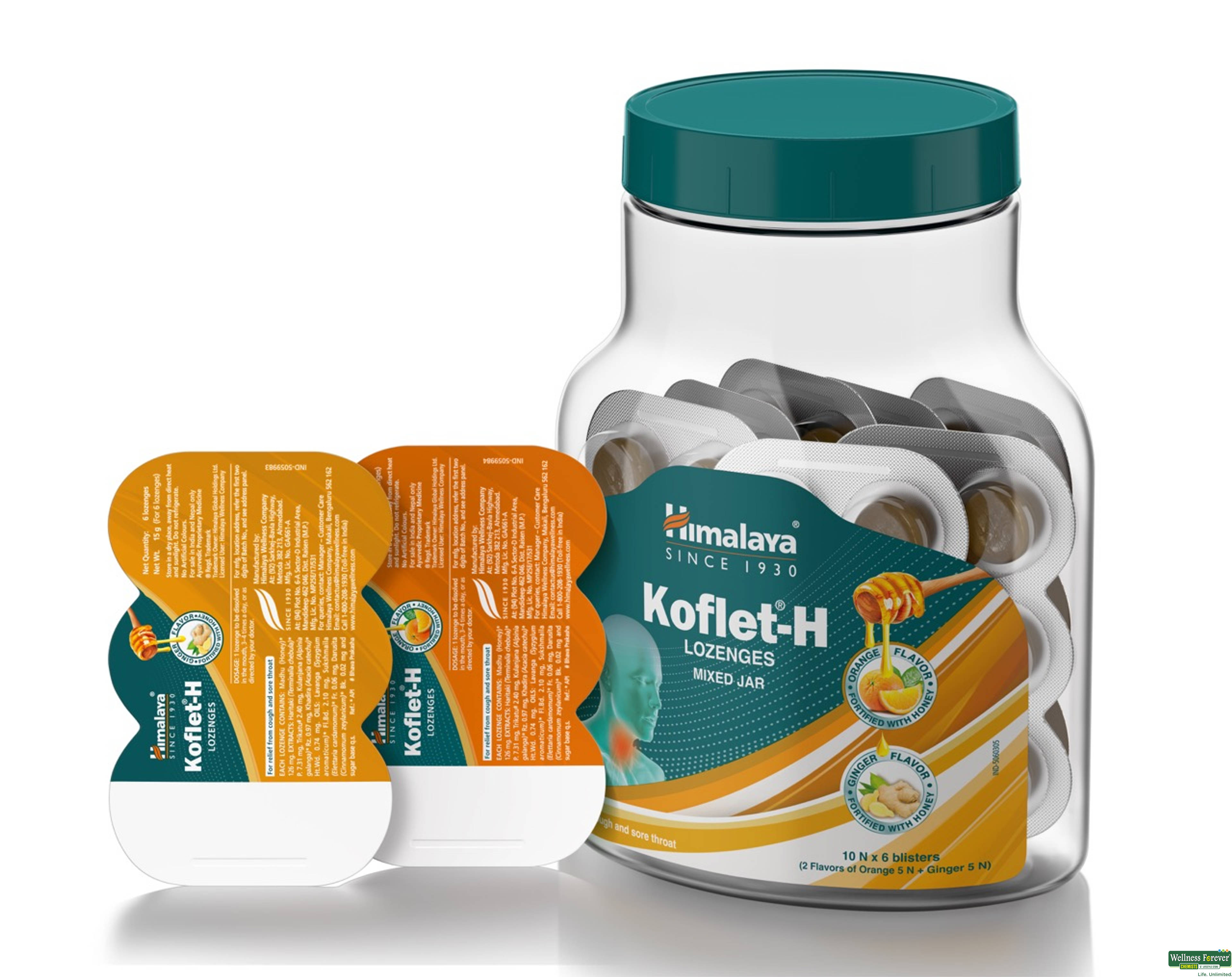 HIMALAYA KOFLET-H LOZENGES ORANGE & GINGER FLAVOUR 6TAB-image