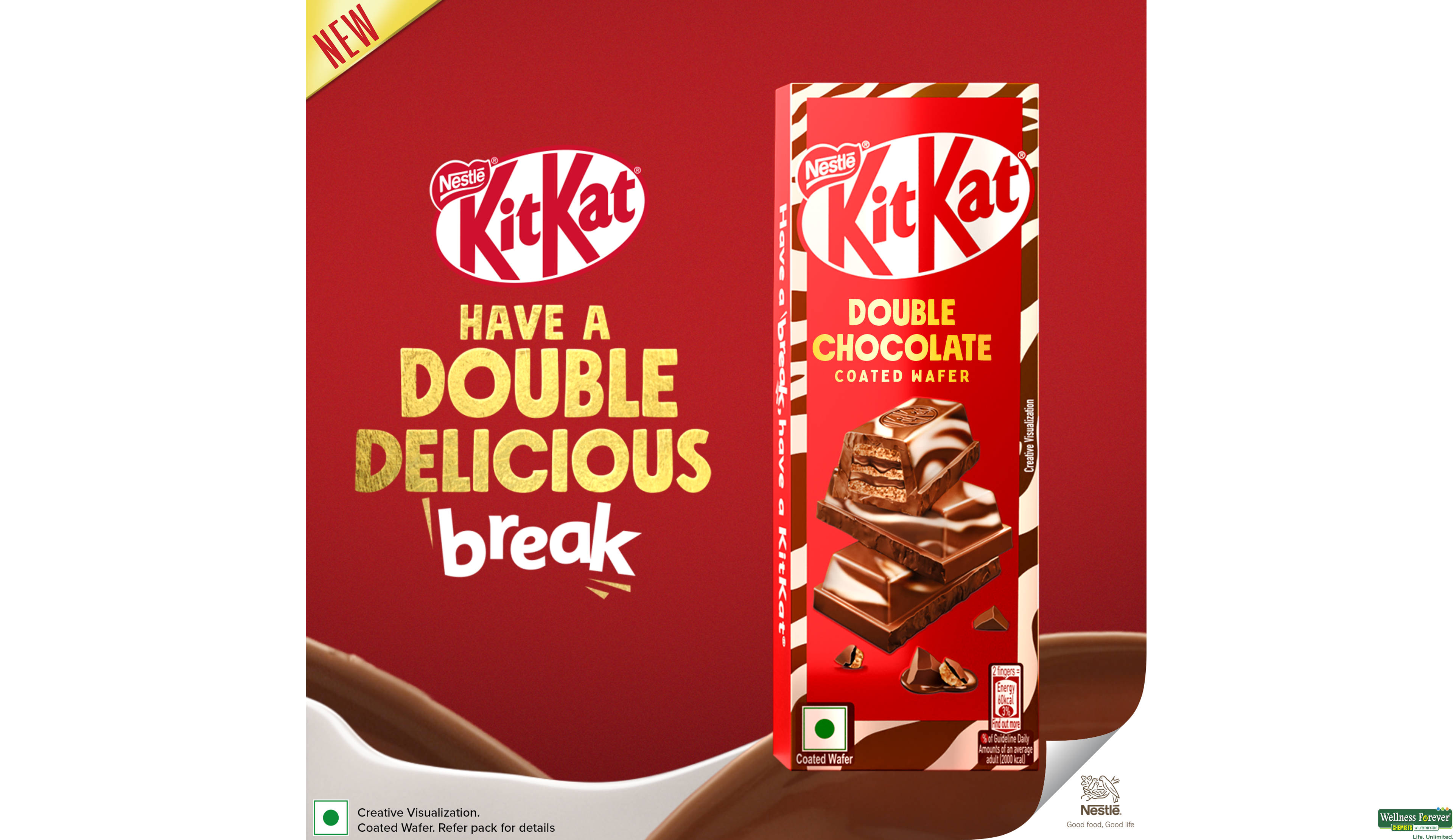 NEST CHOC KITKAT DOUBLE 63.6GM- 4, 63.6GM, null