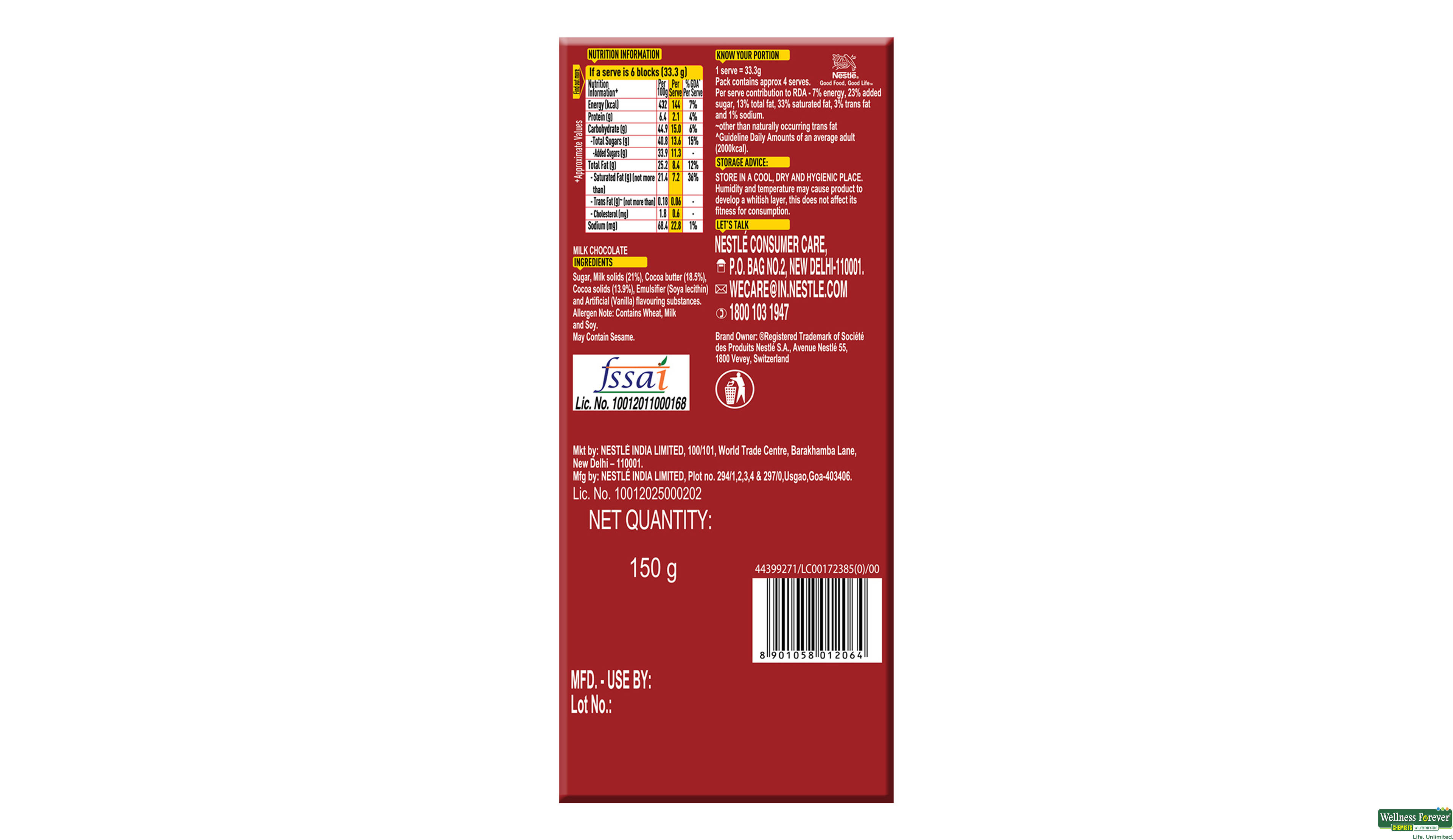 NEST CHOC CLASSIC MILK 150GM- 2, 150GM, null