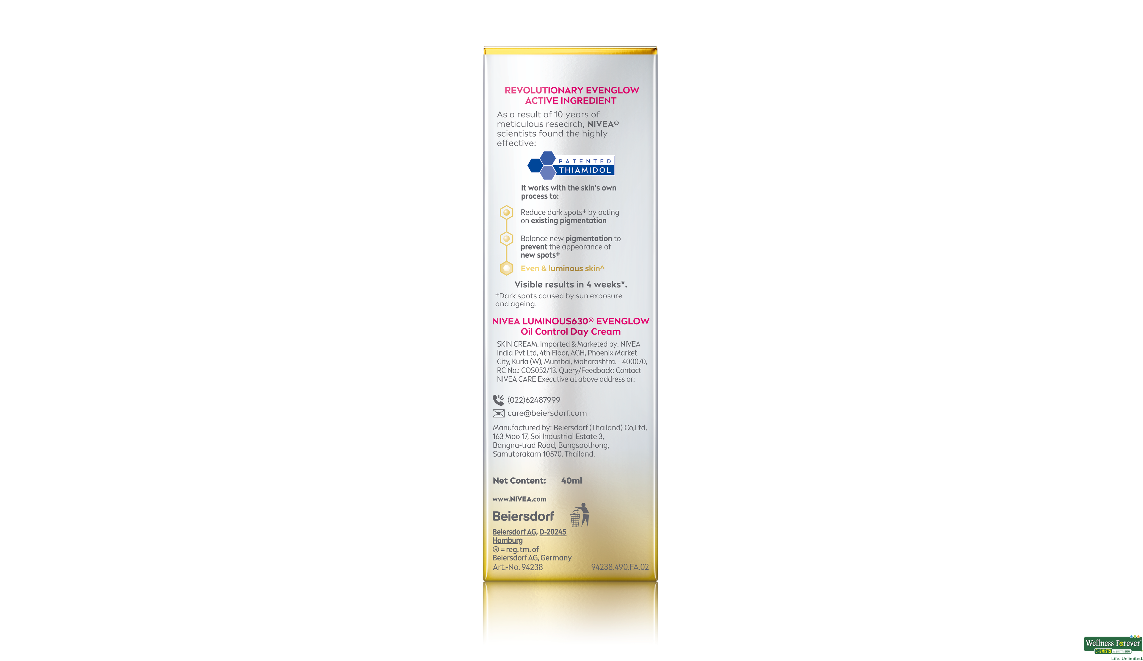 NIVEA LUMINOUS630 EVEN GLOW OIL CONTROL DAY CREAM SPF50 40ML- 2, 40ML, null