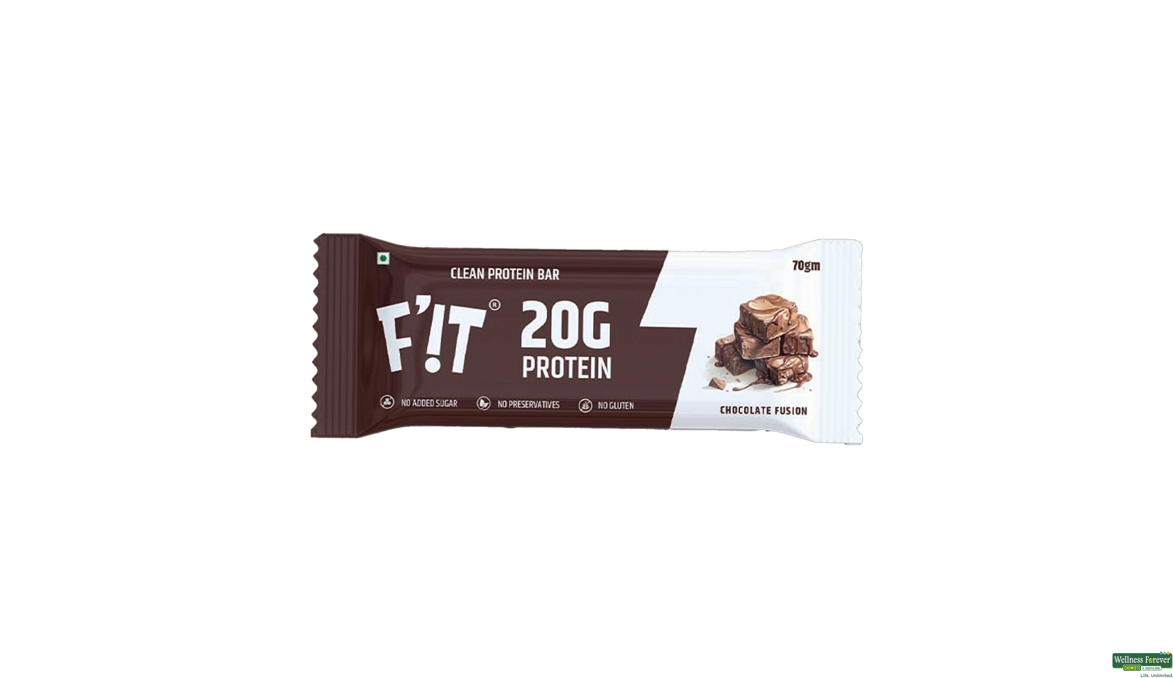 FIT WHEY 20GM PROTEIN BAR CHOCOLATE FUSION 70GM- 1, 70GM, null
