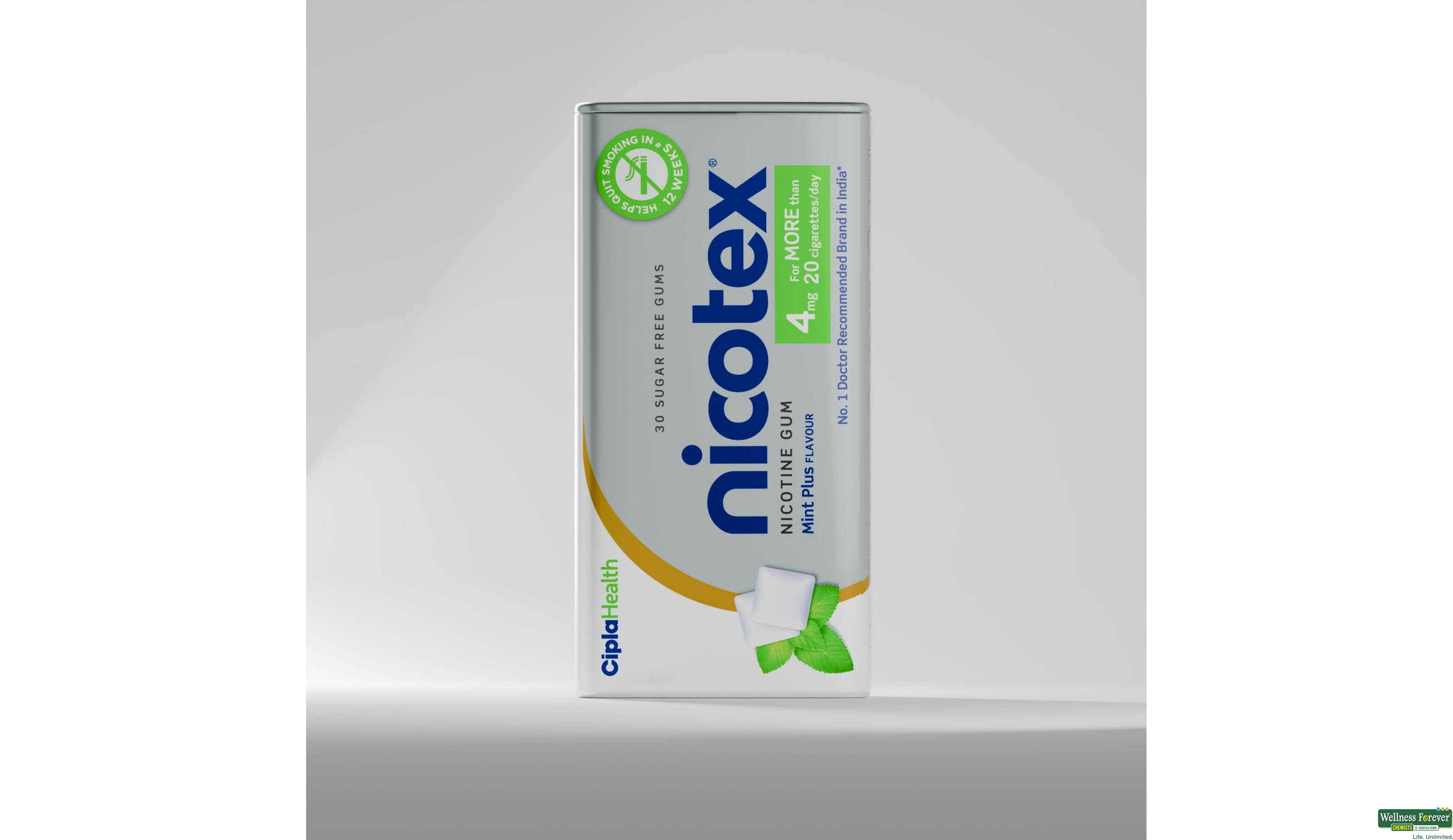 NICOTEX-MINT PLUS S/F TIN 4MG 30 GUM- 1, 30GUMS, null