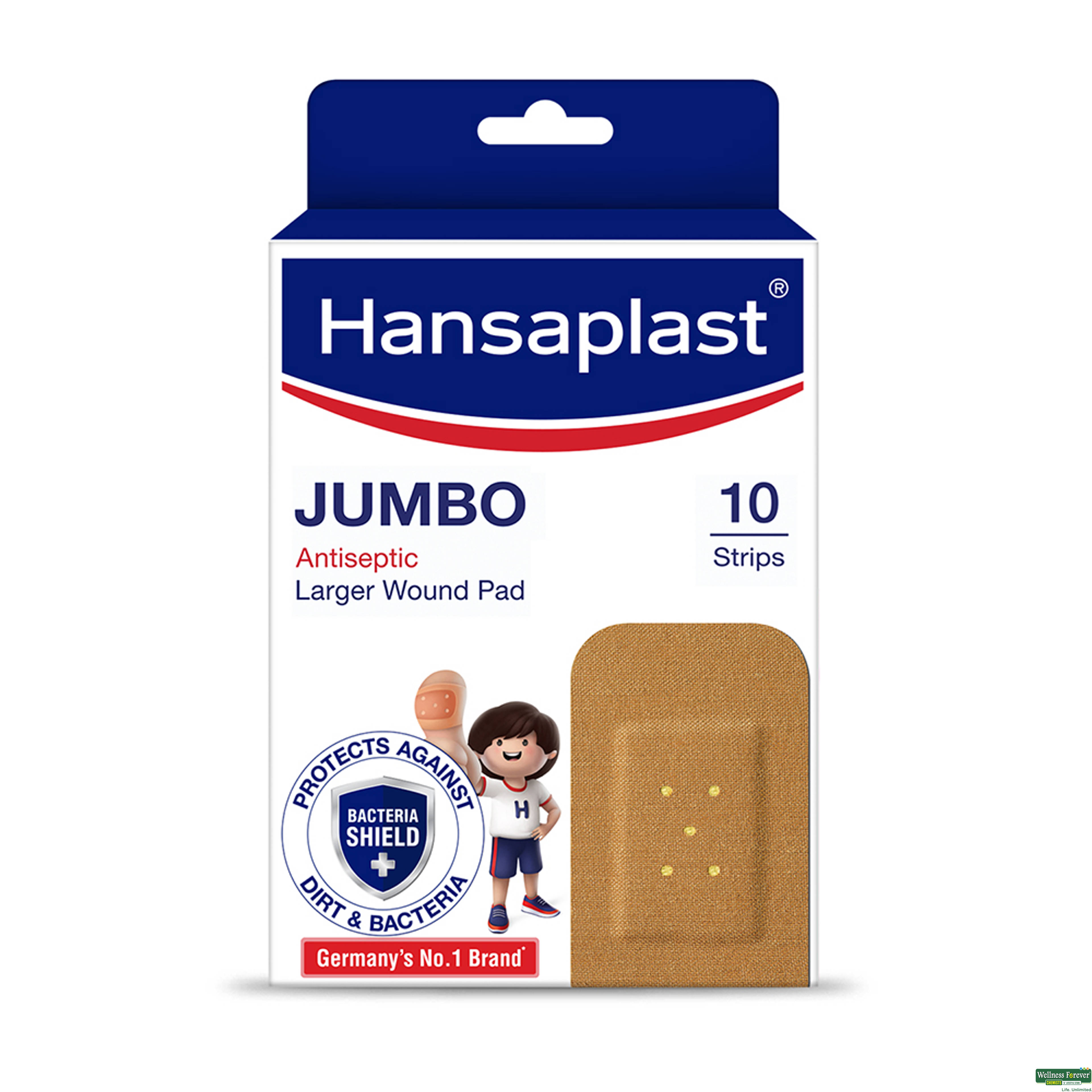 HANSAPLAST JUMBO BANDAGE FOR BIGGER WOUNDS 10PC-image