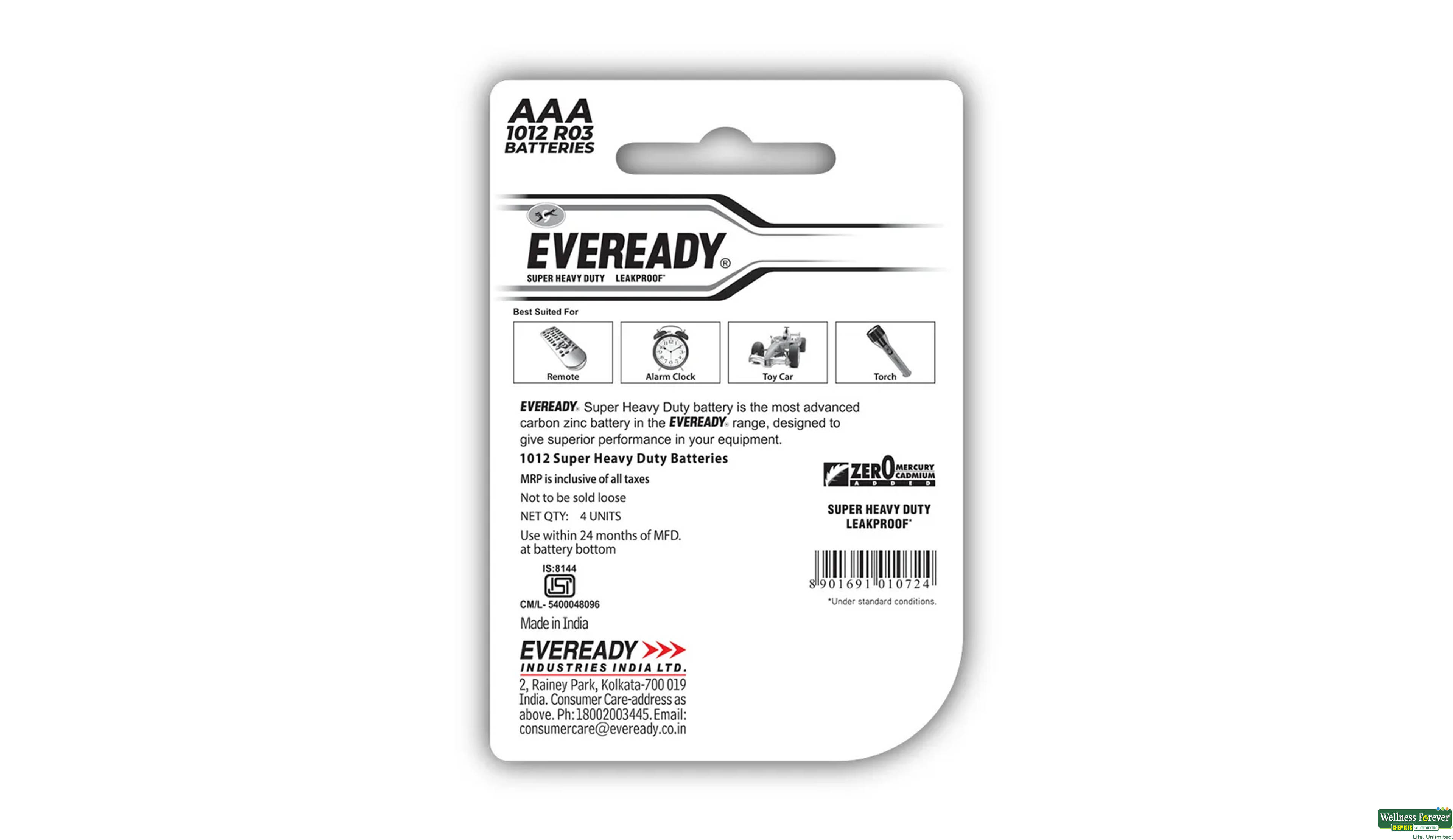 EVEREADY 1015 CARBON ZINC AA BATTERY (PO4) 1PC- 2, 1PC, null