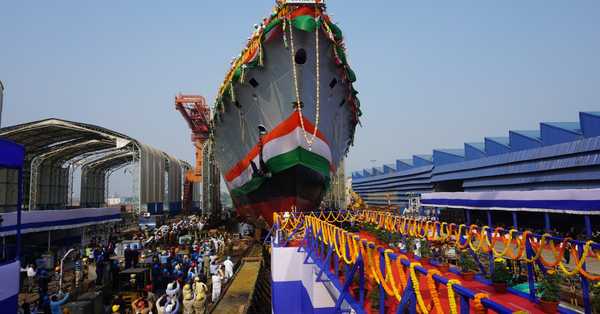 Indian navy's Upgraded fighter ship INS Himgiri, Touches sea at GRSE yard