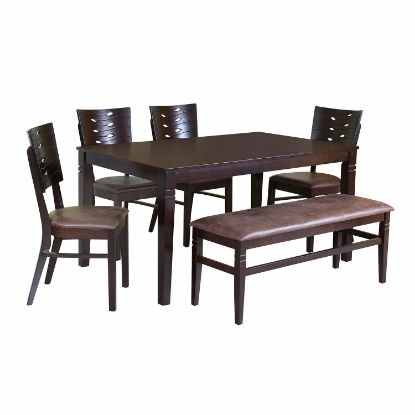 Picture of Fern FIDSFERNKIT4SBCBWN 6 Seater Dining Table Set (Erin Brown)