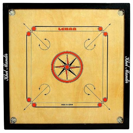 Picture of Engineered Wood Gloss Finish Carrom Board with Coins, Striker and Powder, Large 32 Inch 4Mm