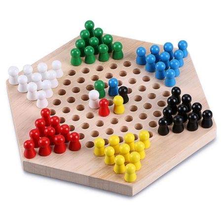 Picture of Wooden Chinese Checkers Hexagon Board With Wooden Marbles ,3+ Age