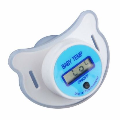 Picture of Baby Thermometer LCD Digital Mouth Nipple Pacifier Practical Thermometer for Infants Toddlers (Blue)