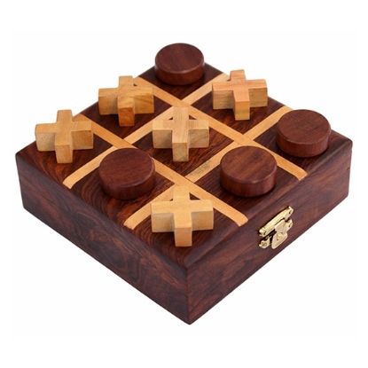 Picture of Handmade Wooden Tic Tac Toe Game Gifts for Kids, 4.5 x 4.5 inches