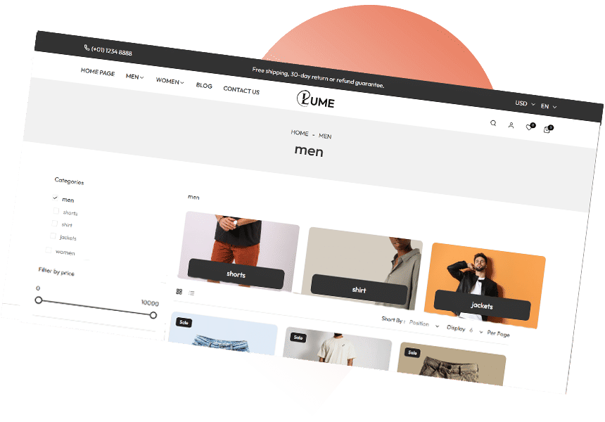  nopcommerce lume theme catalog category design page