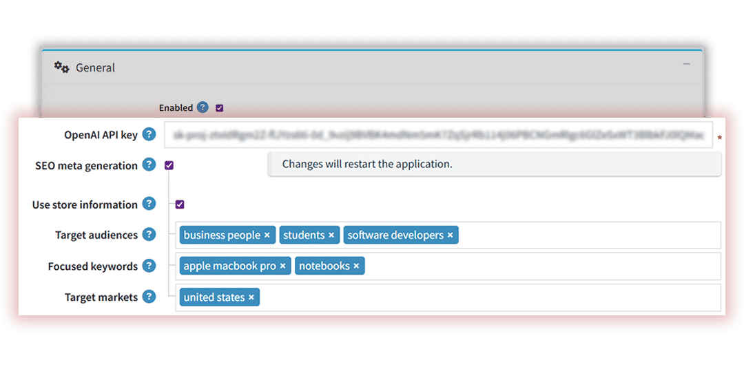 connect openai and add seo meta data to generate content